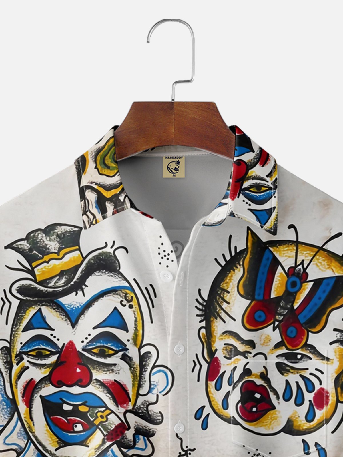 Moisture Wicking Circus Monkey Clown Chest Pocket Hawaiian Shirt