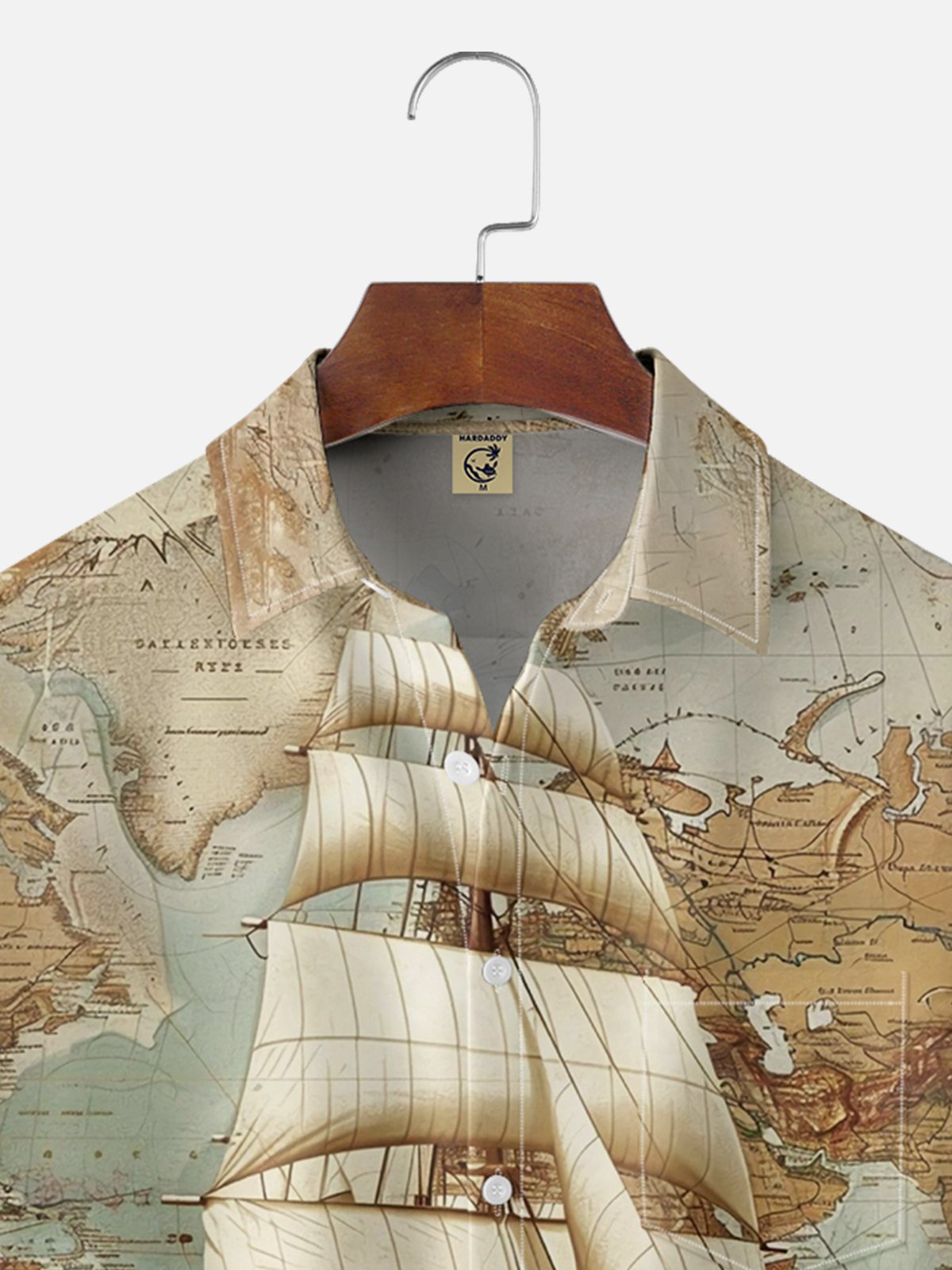 Moisture-wicking Sailing Map Chest Pocket Hawaiian Shirt