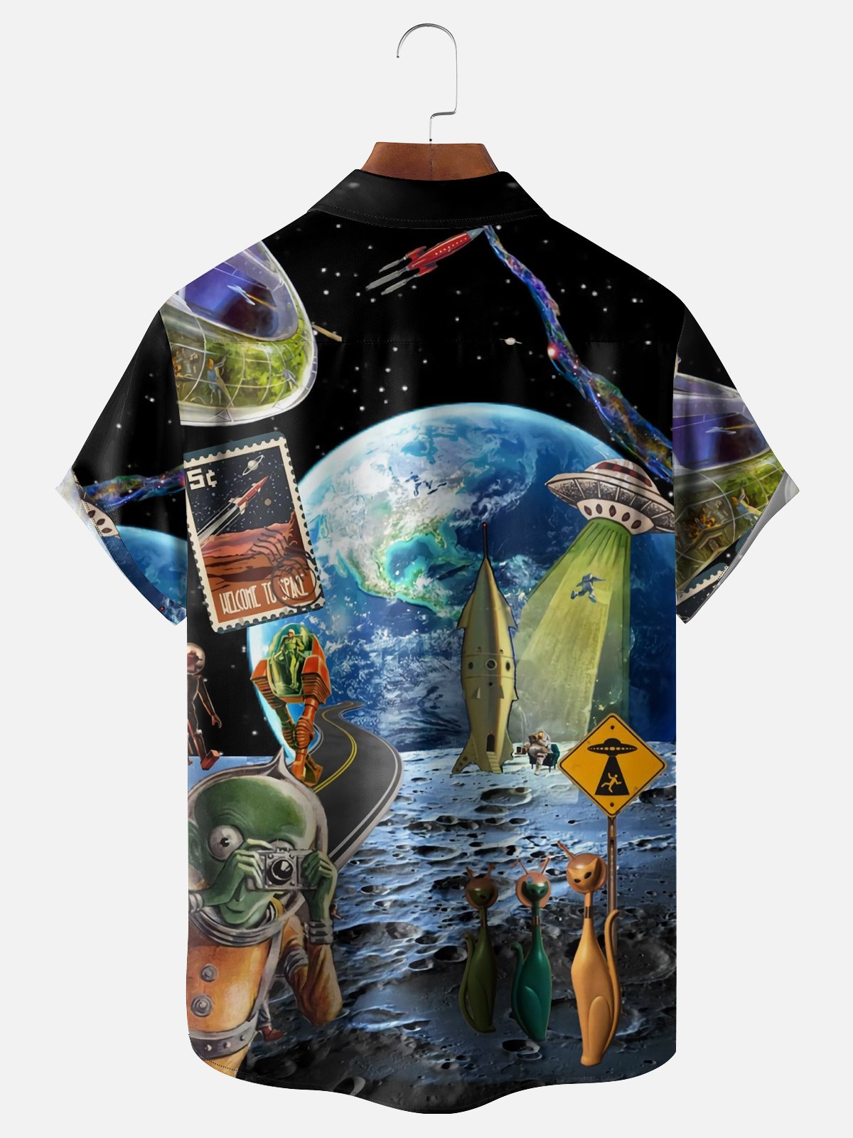 Moisture Wicking Space Alien Hawaiian Shirt