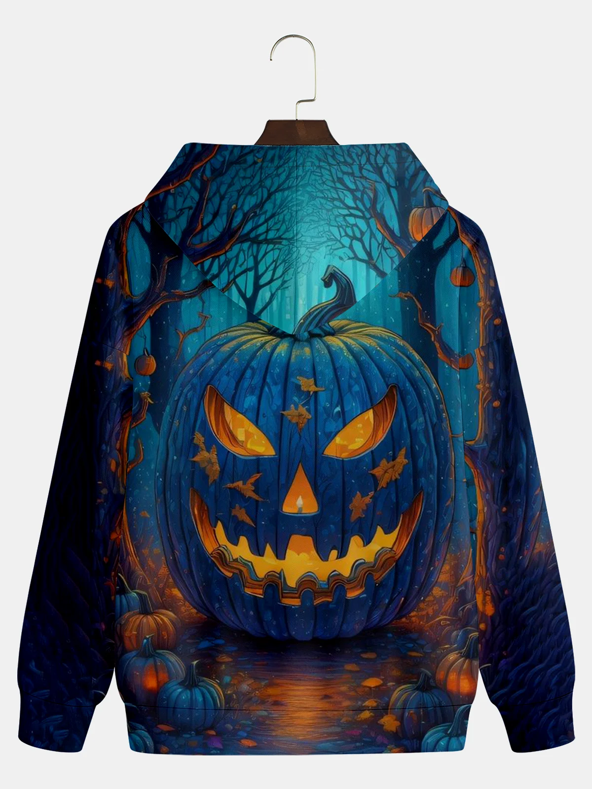 Moisture-wicking Pumpkin Art Painting Hooded Long Sleeve Sweatshirt