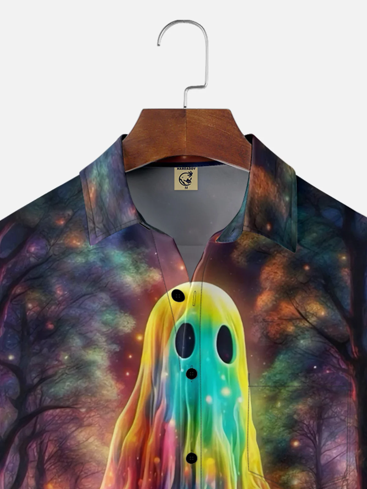 Moisture-wicking Art Ghost Painting Chest Pocket Hawaiian Shirt