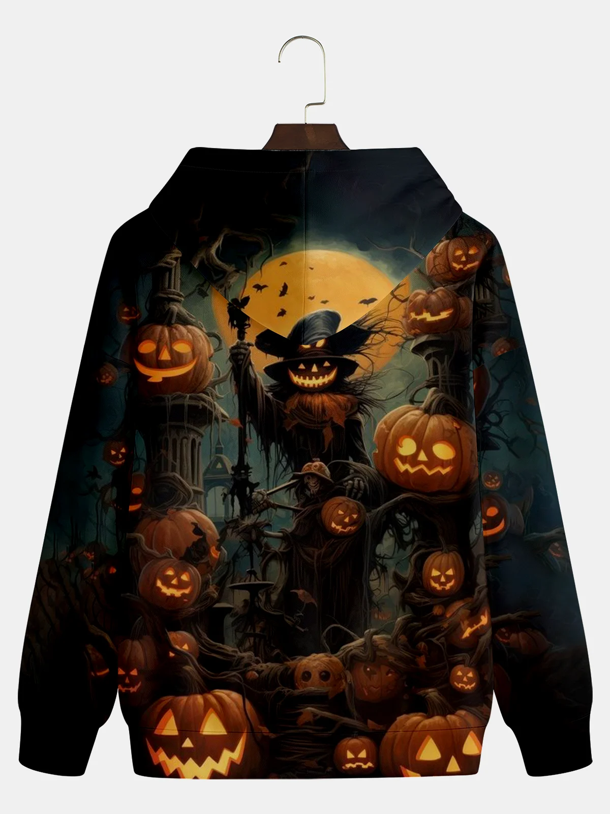 Moisture-wicking Pumpkin Witch Hooded Long Sleeve Sweatshirt