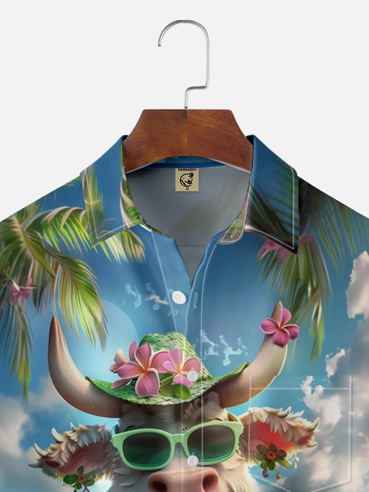 Moisture-wicking Beach Cow Chest Pocket Hawaiian Shirt