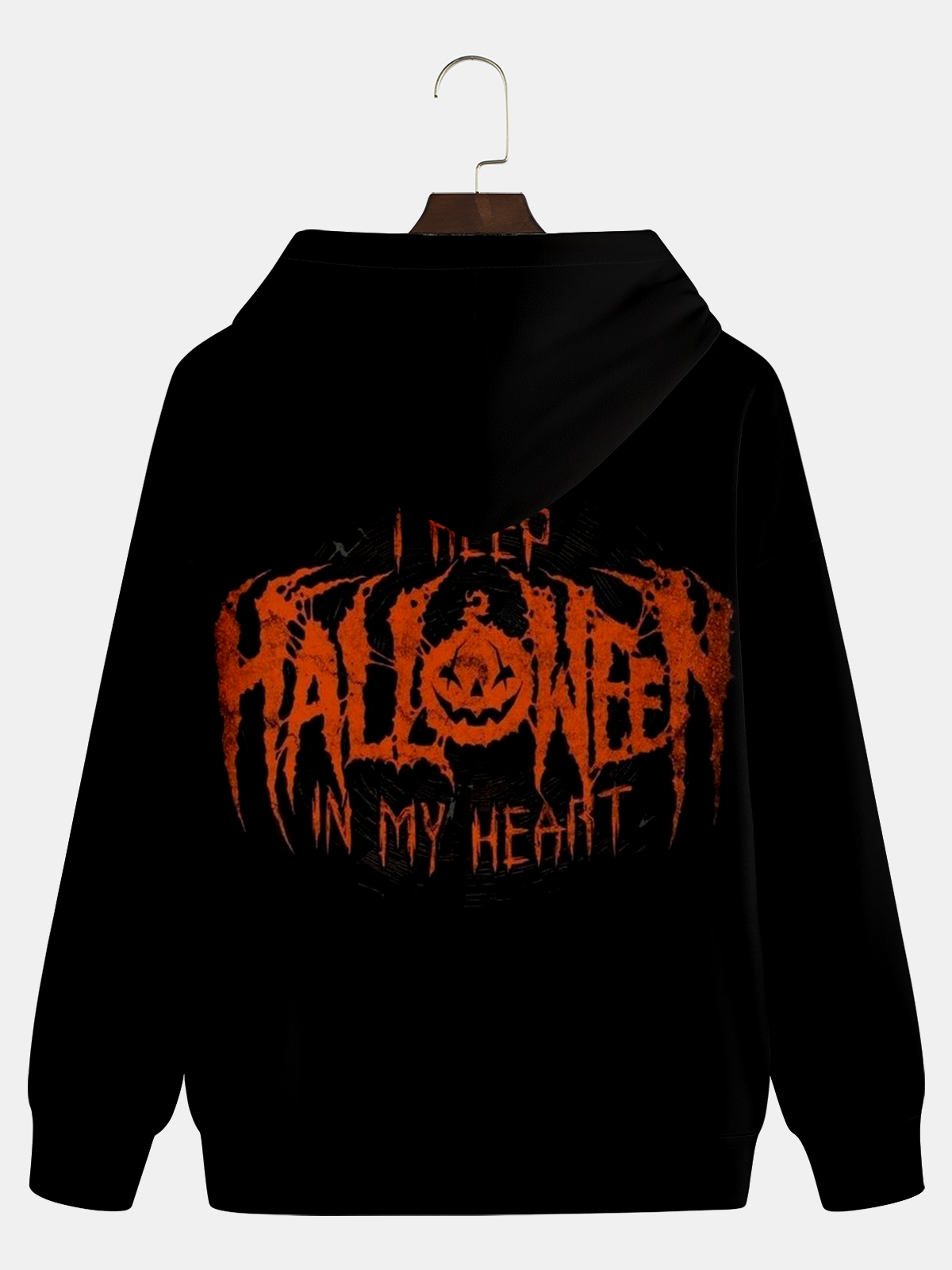 Moisture-wicking Halloween Word Art Hooded Long Sleeve Sweatshirt