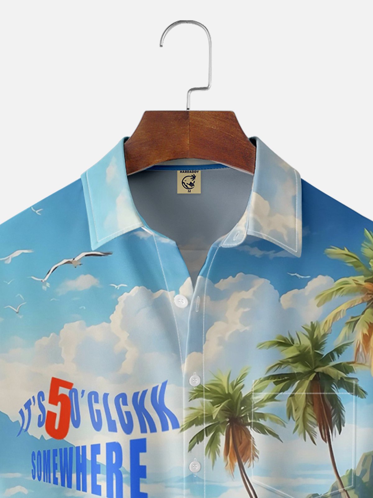 Moisture-wicking It's 5 o'clock Beach Chest Pocket Hawaiian Shirt