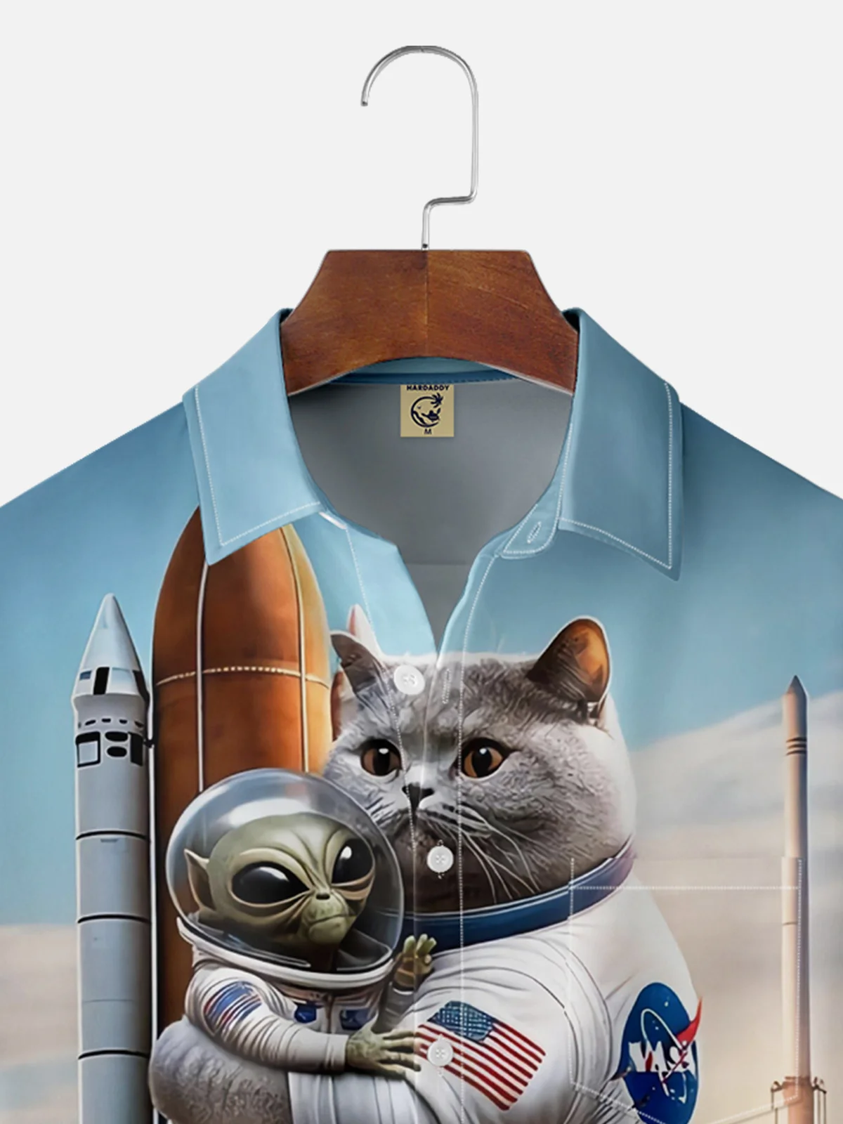 Moisture Wicking Rocket Cat Alien Space Hawaiian Shirt