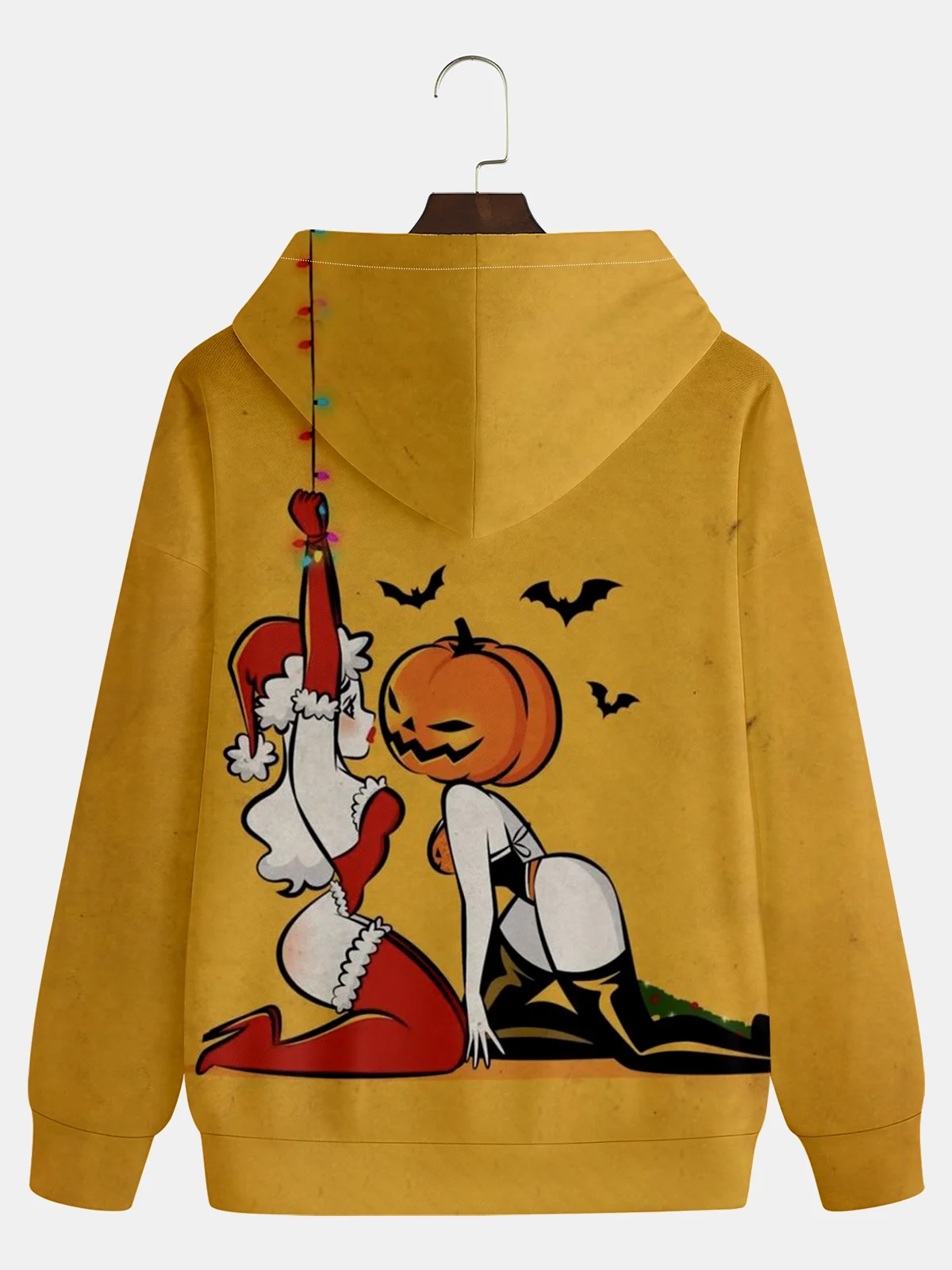 Moisture-wicking Christmas And Halloween Hooded Long Sleeve Sweatshirt