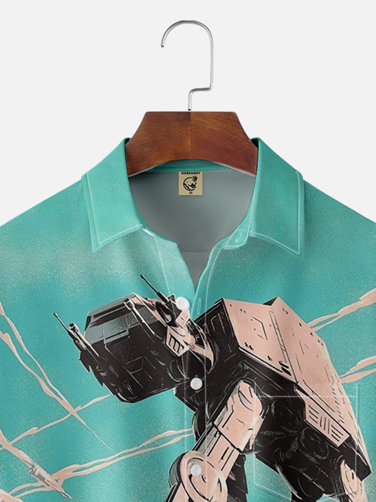 Moisture-wicking Robot Runaway Chest Pocket Hawaiian Shirt