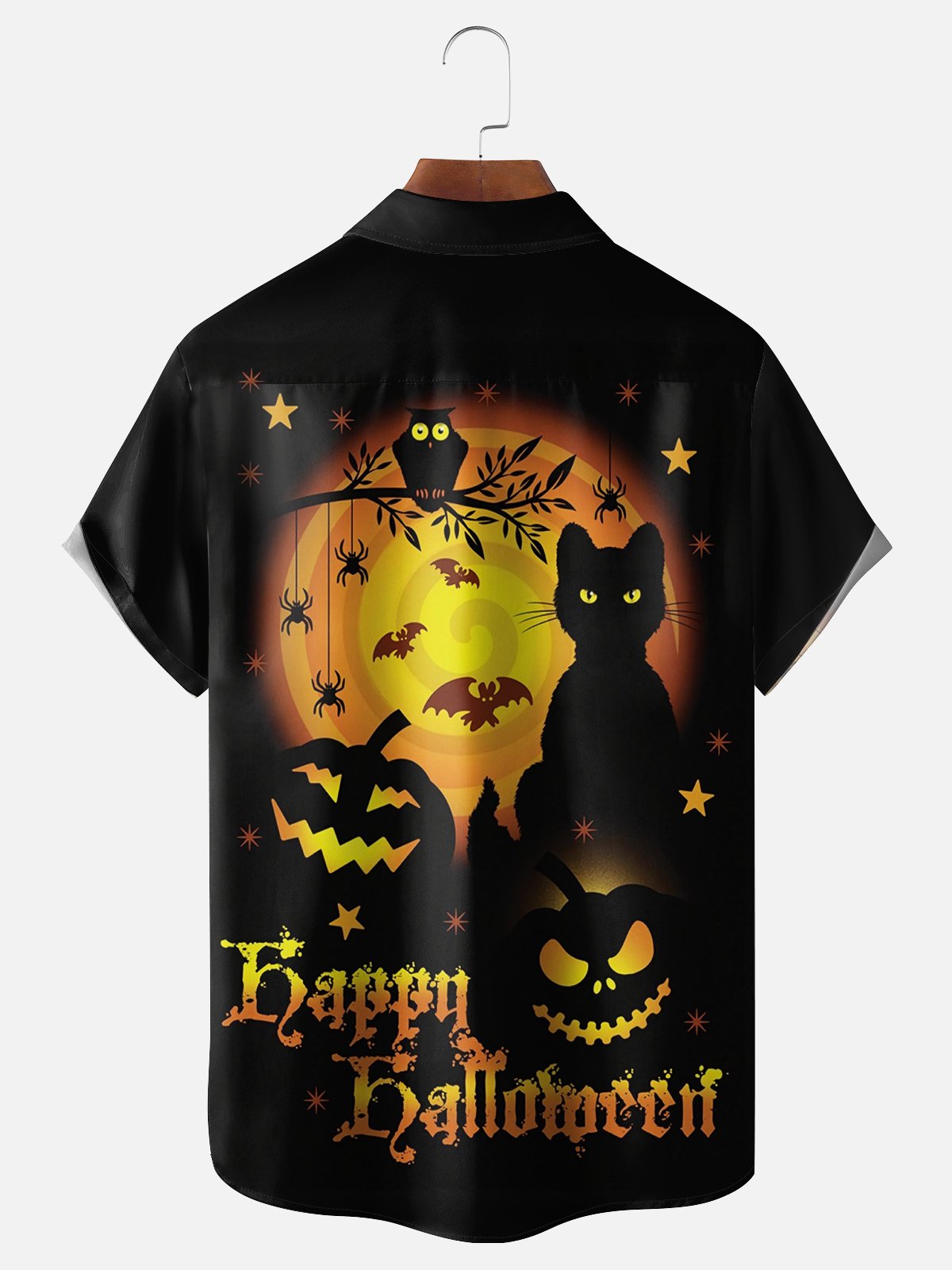 Moisture Wicking Halloween Pumpkin Cat Hawaiian Shirt