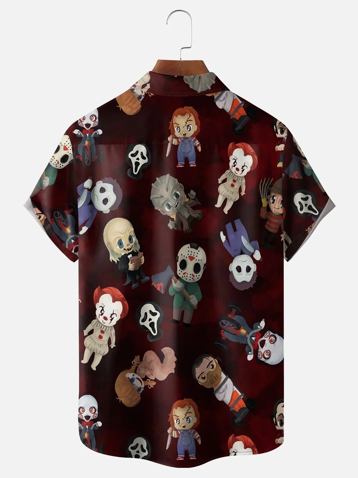 Moisture Wicking Halloween Cartoon Characters Chest Pocket Hawaiian Shirt