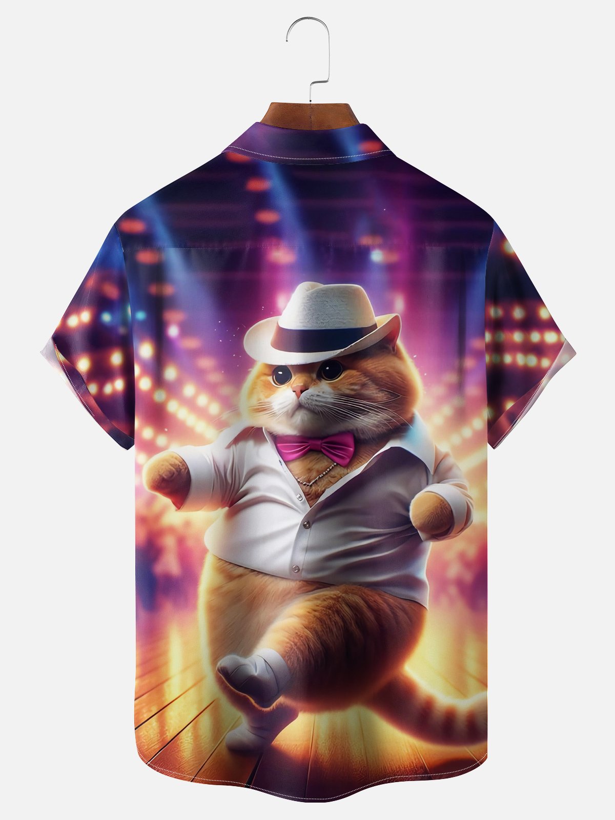 Moisture Wicking Disco Cat Hawaiian Shirt