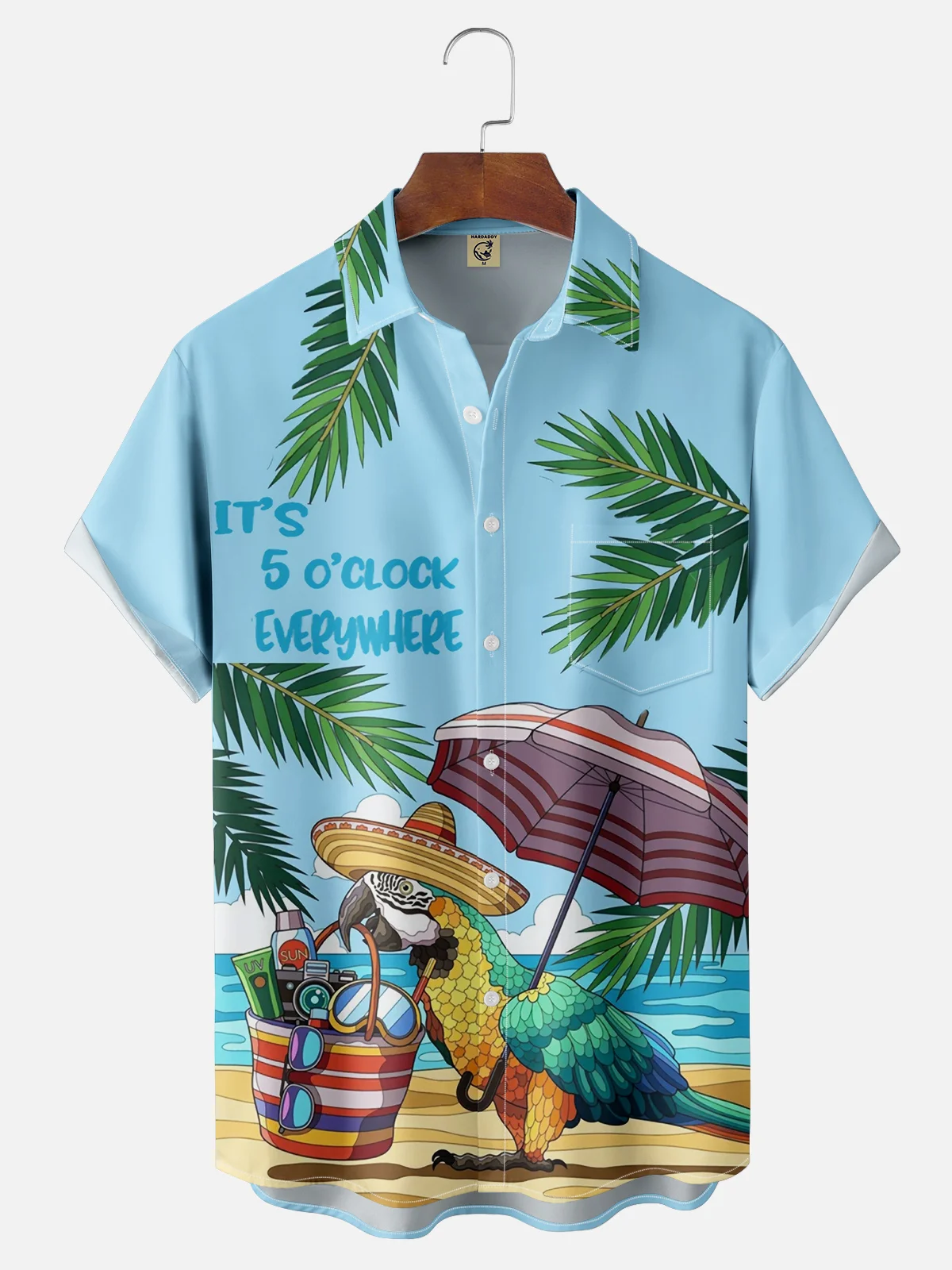 Moisture-wicking It's 5 o'clock Chest Pocket Hawaiian Shirt