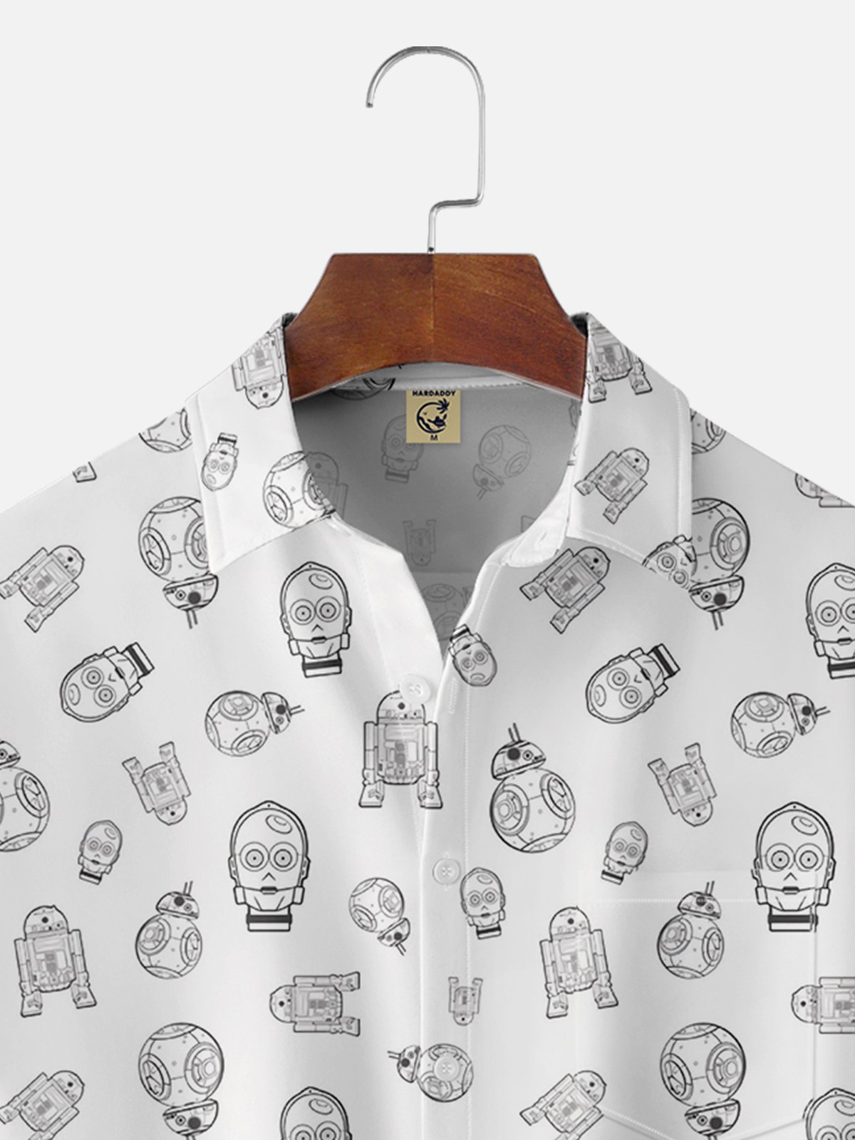 Moisture-wicking Robot Art Illustration Chest Pocket Hawaiian Shirt