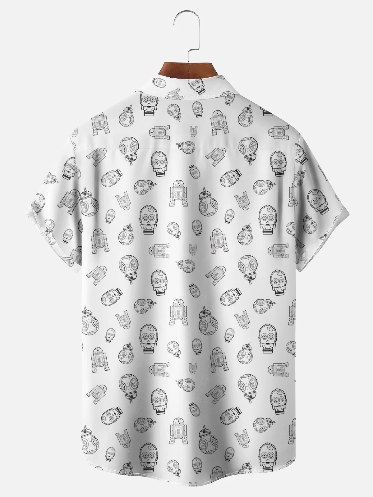 Moisture-wicking Robot Art Illustration Chest Pocket Hawaiian Shirt