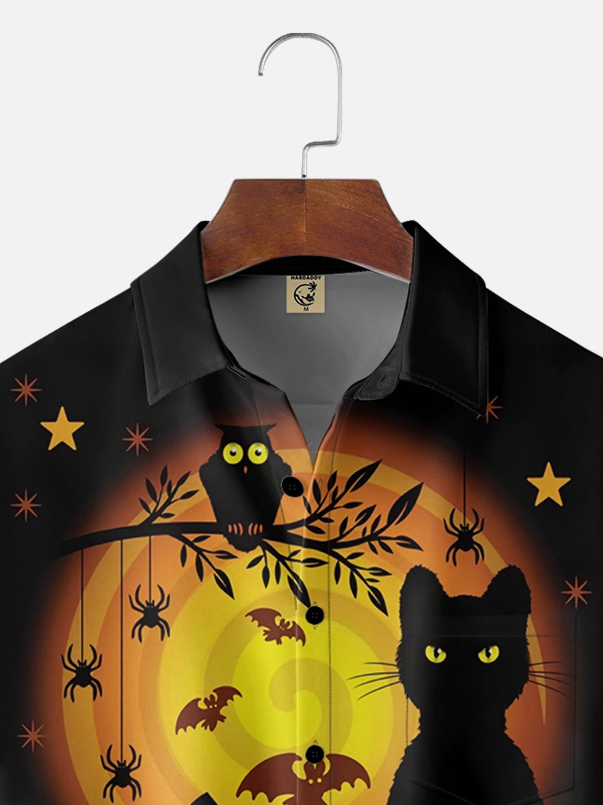 Moisture Wicking Halloween Pumpkin Cat Hawaiian Shirt