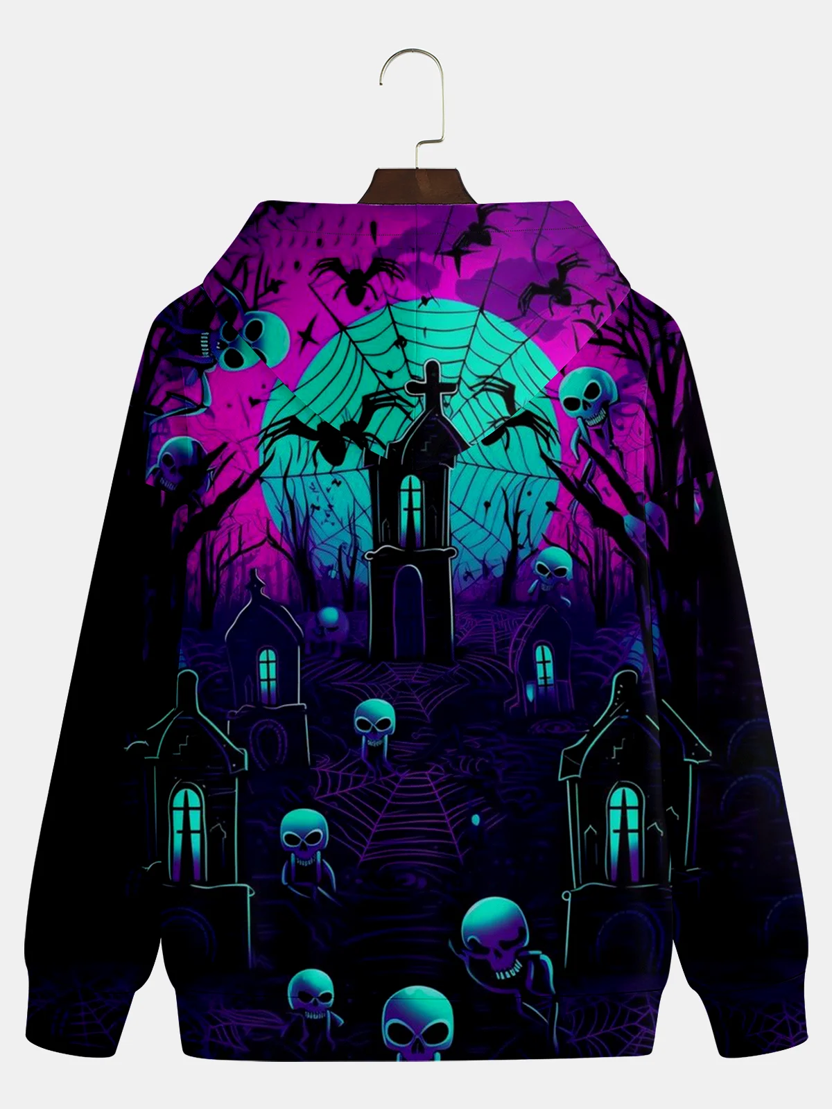 Moisture-wicking Dark Graveyard Hooded Long Sleeve Sweatshirt