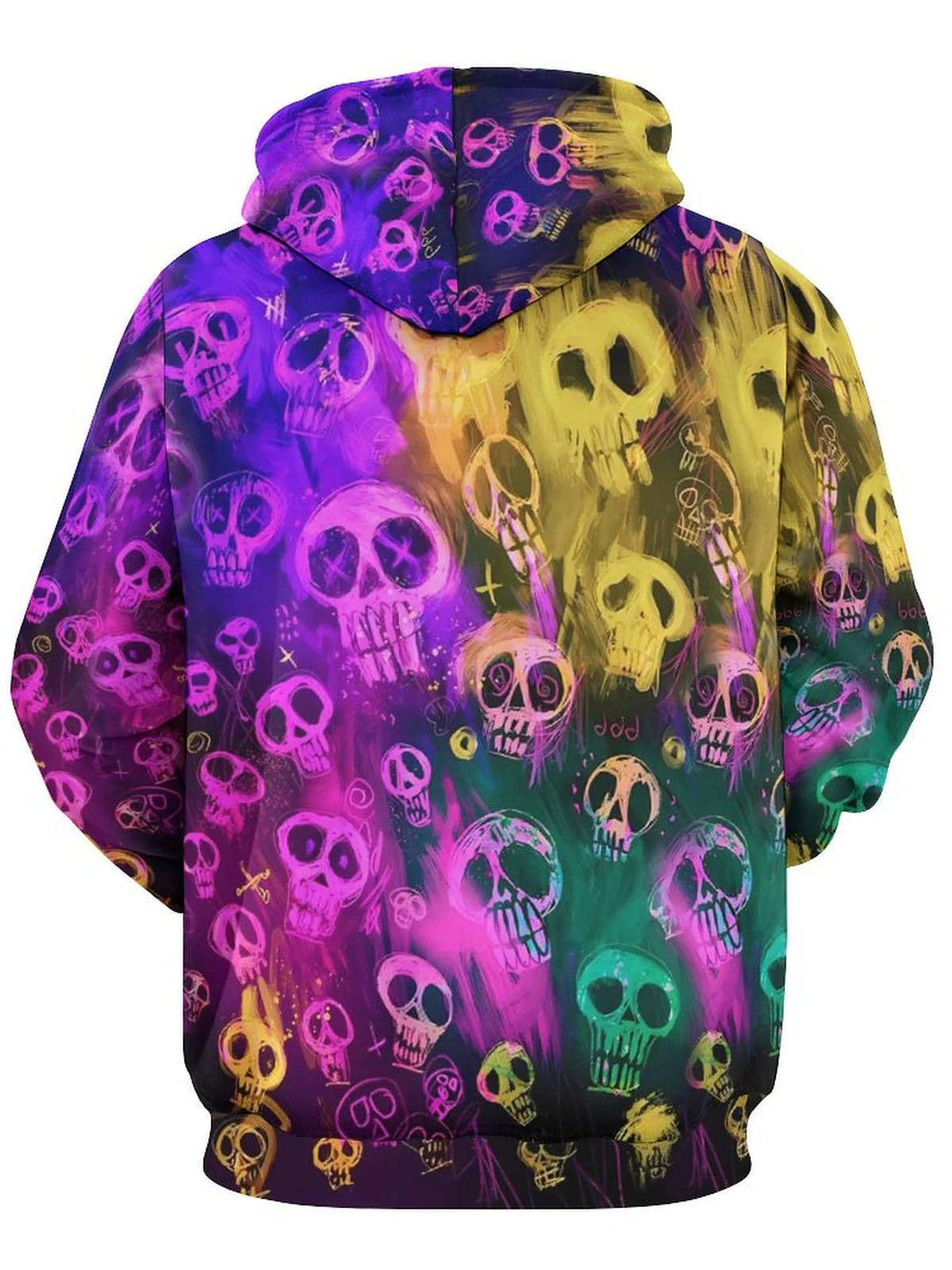 Moisture-wicking Artistic Skull Illustration Hooded Long Sleeve Sweatshirt