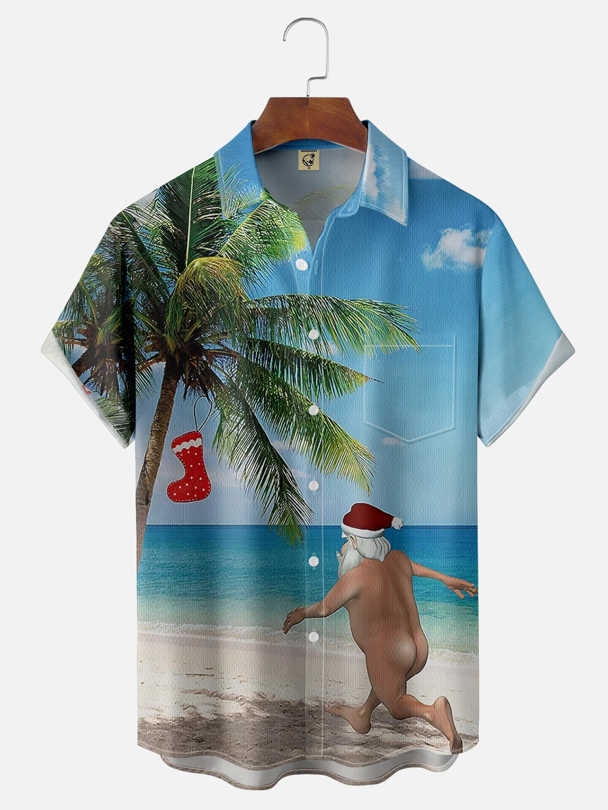 Moisture Wicking Santa Claus Streaking Hawaiian Shirt