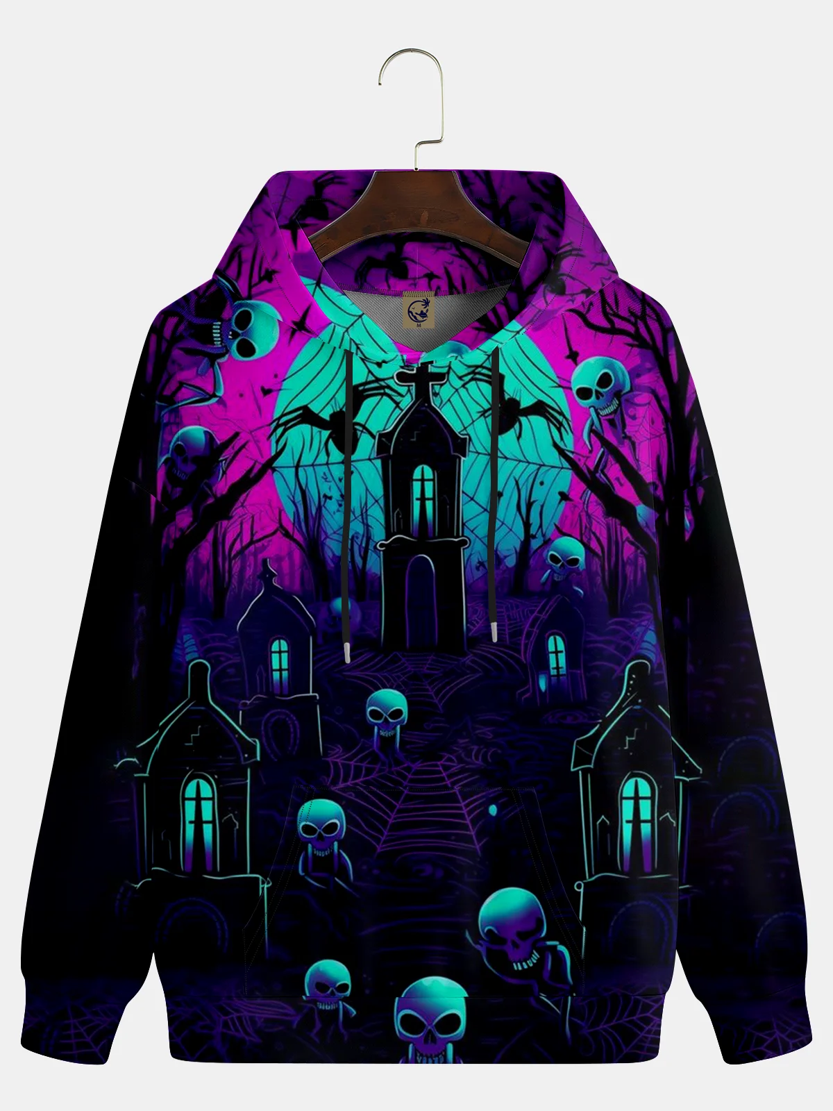 Moisture-wicking Dark Graveyard Hooded Long Sleeve Sweatshirt