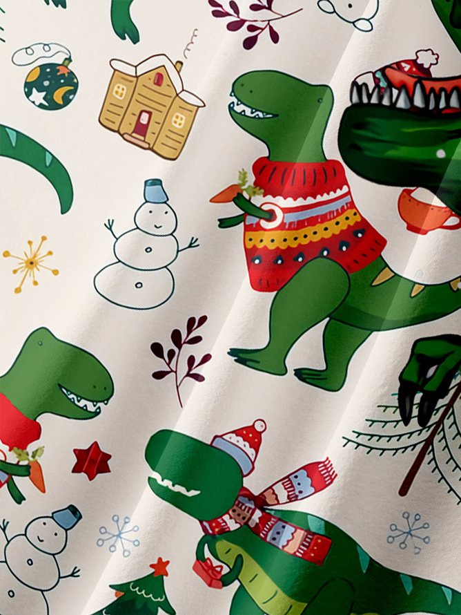 Tall Size Moisture wicking Christmas Dinosaur Hawaiian Shirt