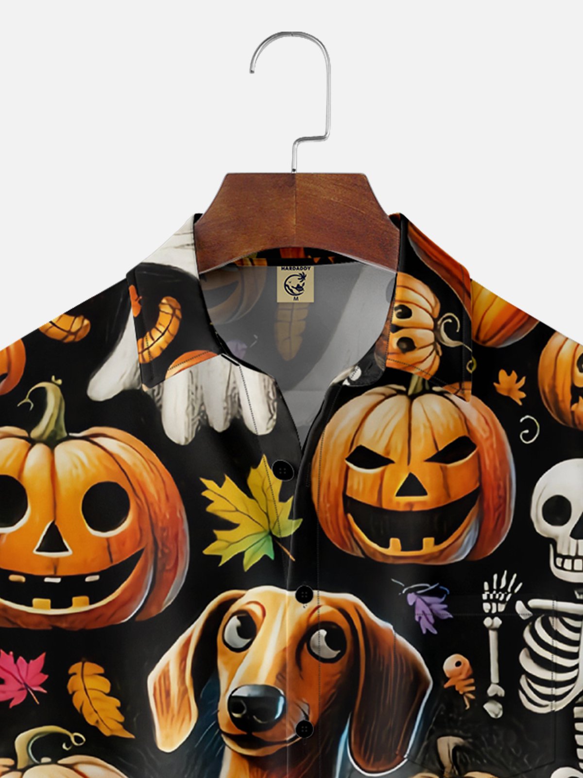 Moisture-wicking Halloween Pumpkin Chest Pocket Hawaiian Shirt