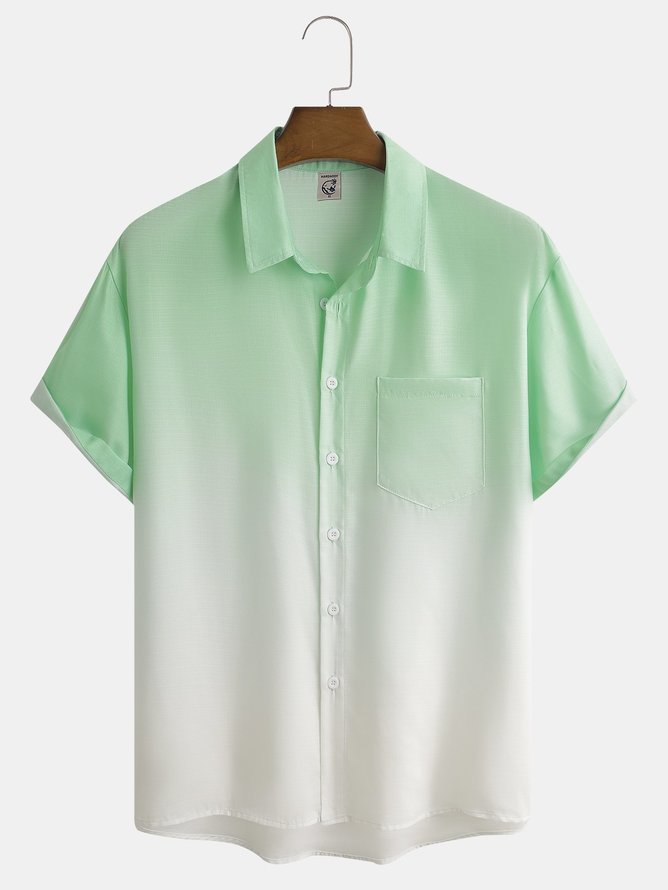 Tall Size  Moisture wicking Gradient Color Short Sleeve Resort Shirt