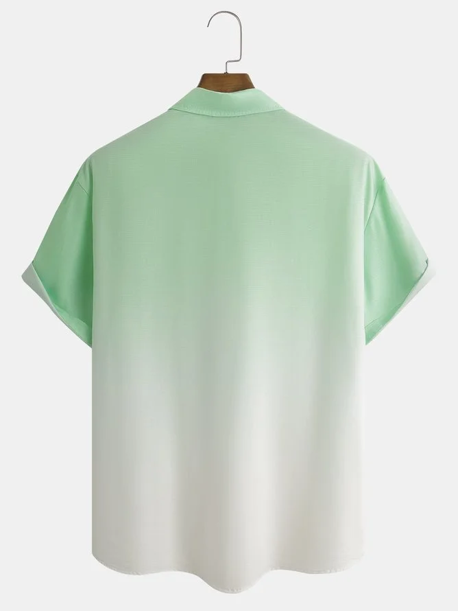 Tall Size  Moisture wicking Gradient Color Short Sleeve Resort Shirt