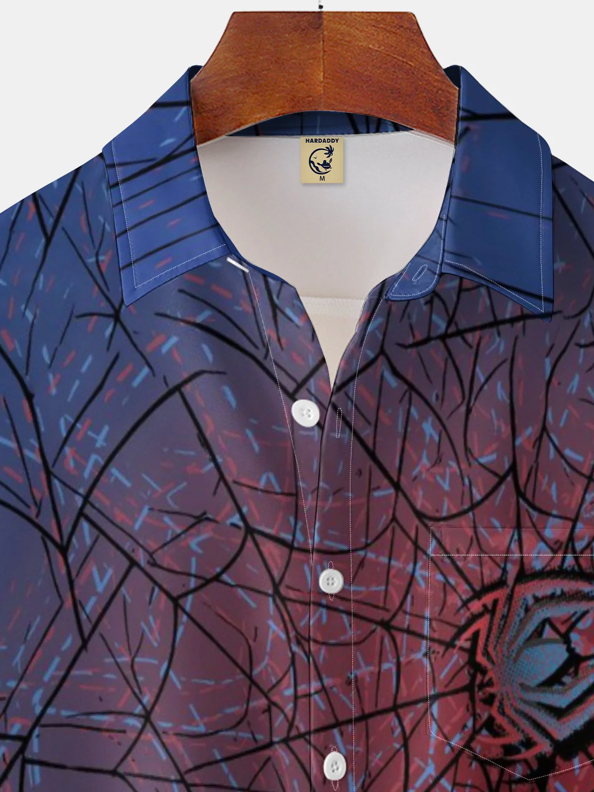 Moisture-wicking Halloween Spider Chest Pocket Casual Shirt