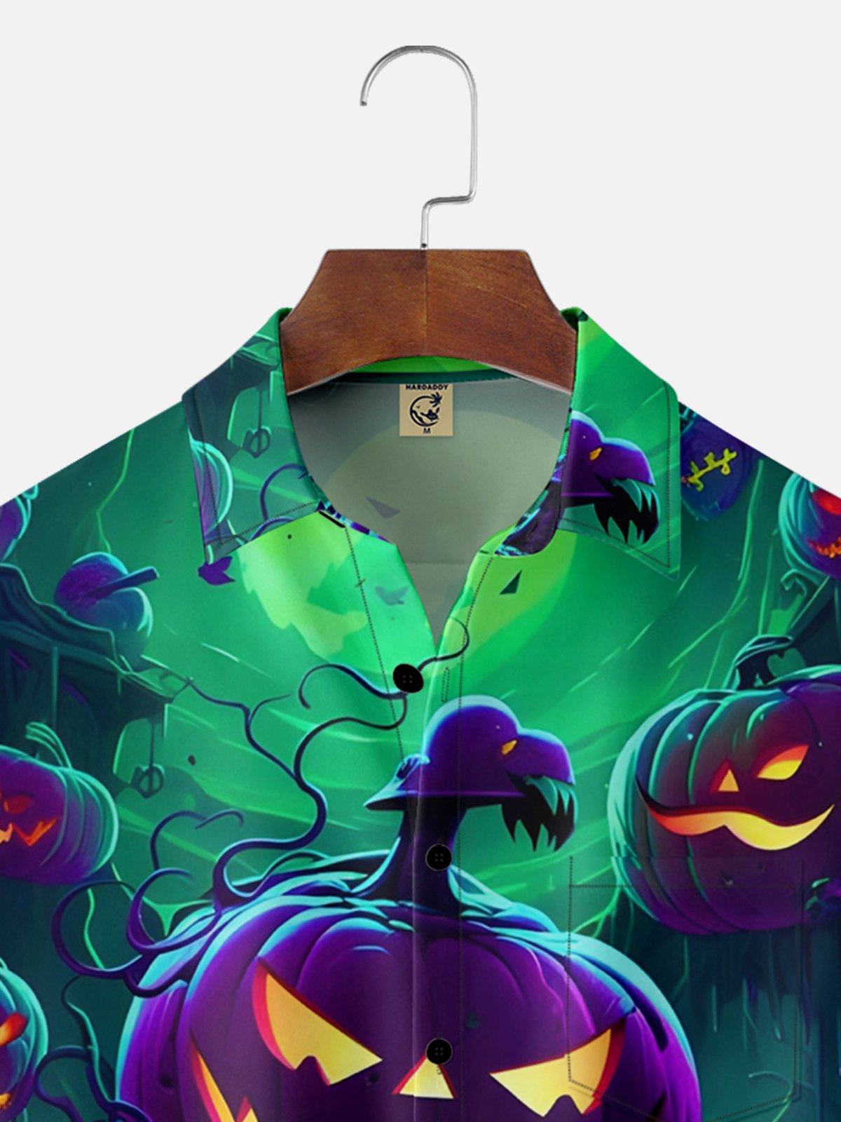 Moisture-wicking Halloween Pumpkin Chest Pocket Holiday Shirt