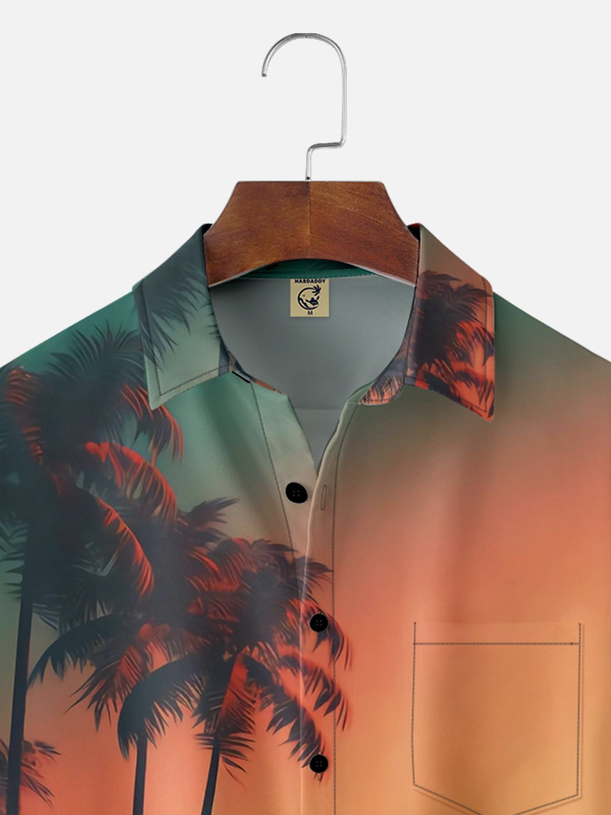 Moisture-wicking Palm Tree Chest Pocket Hawaiian Shirt