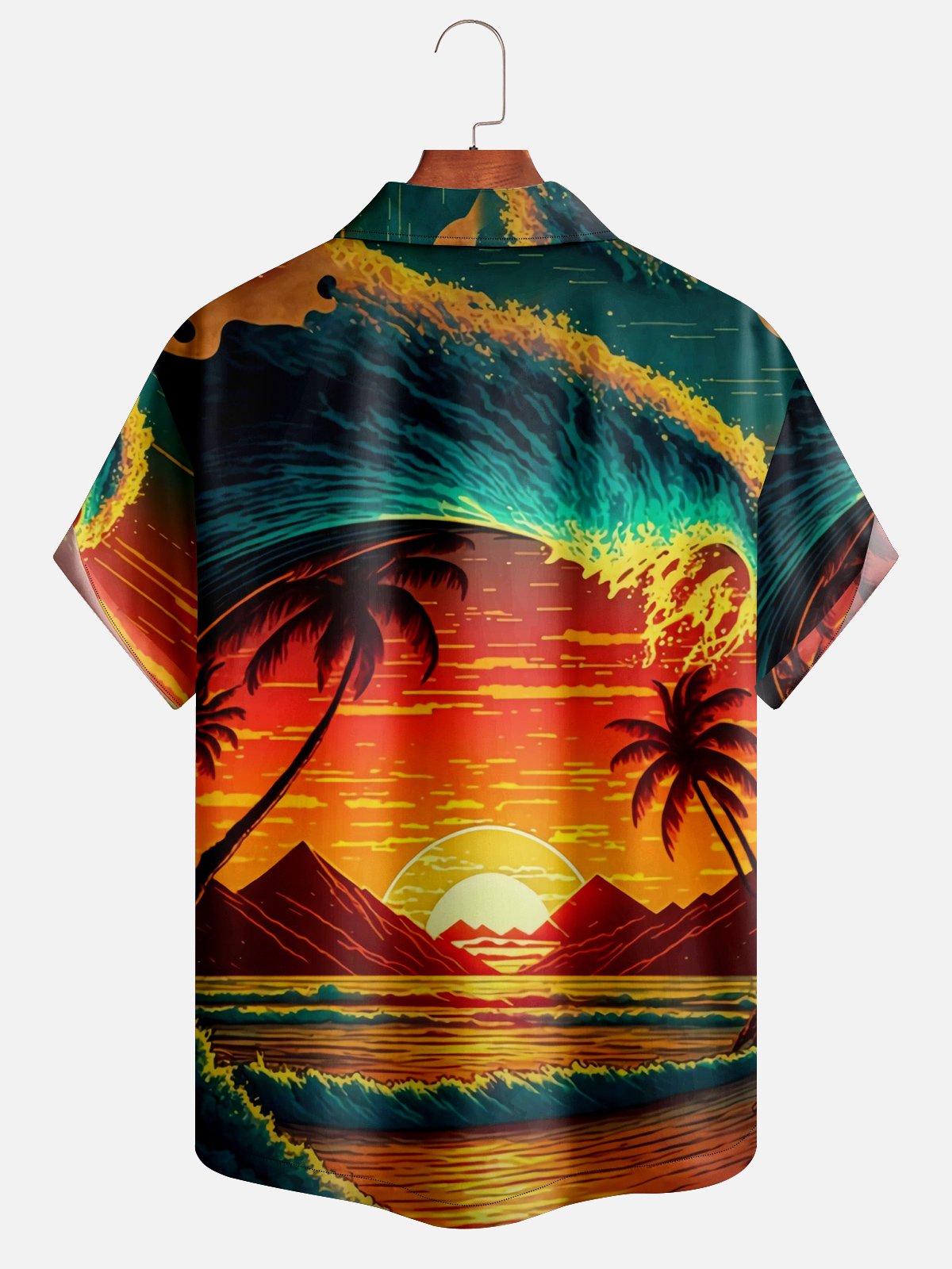 Moisture-wicking Breathable Beach Sunset Palm Aloha Shirt