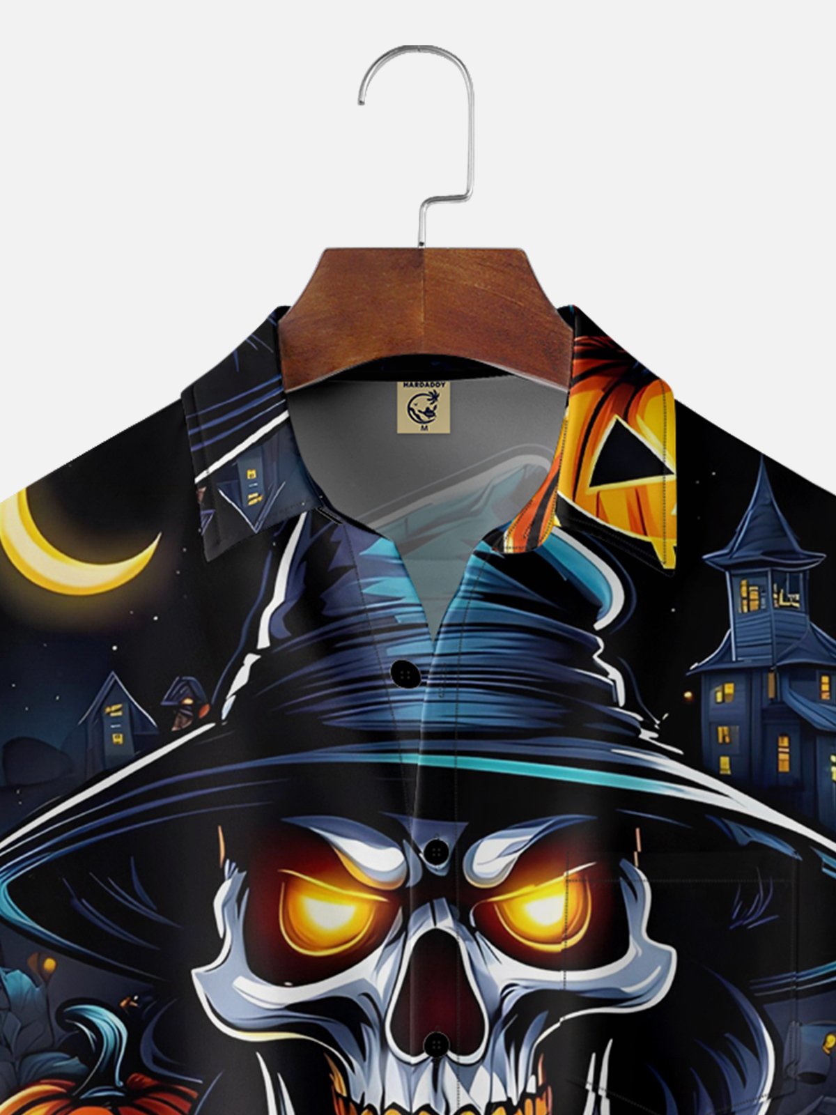 Moisture-wicking Halloween Pumpkin Chest Pocket Casual Shirt