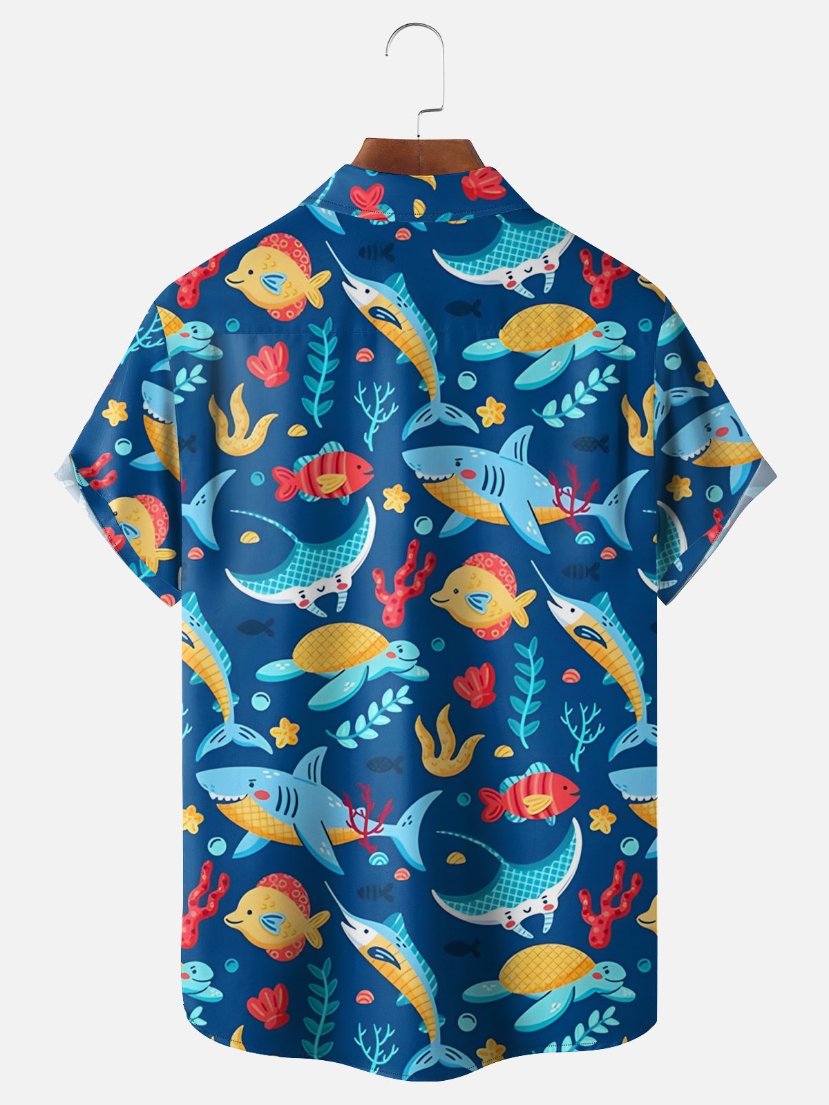 Moisture-wicking Sharks Chest Pocket Hawaiian Shirt