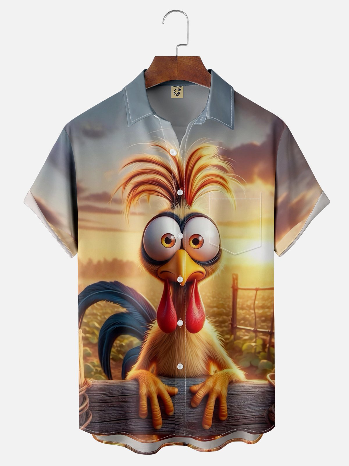 Moisture-wicking Chicken Chest Pocket Hawaiian Shirt