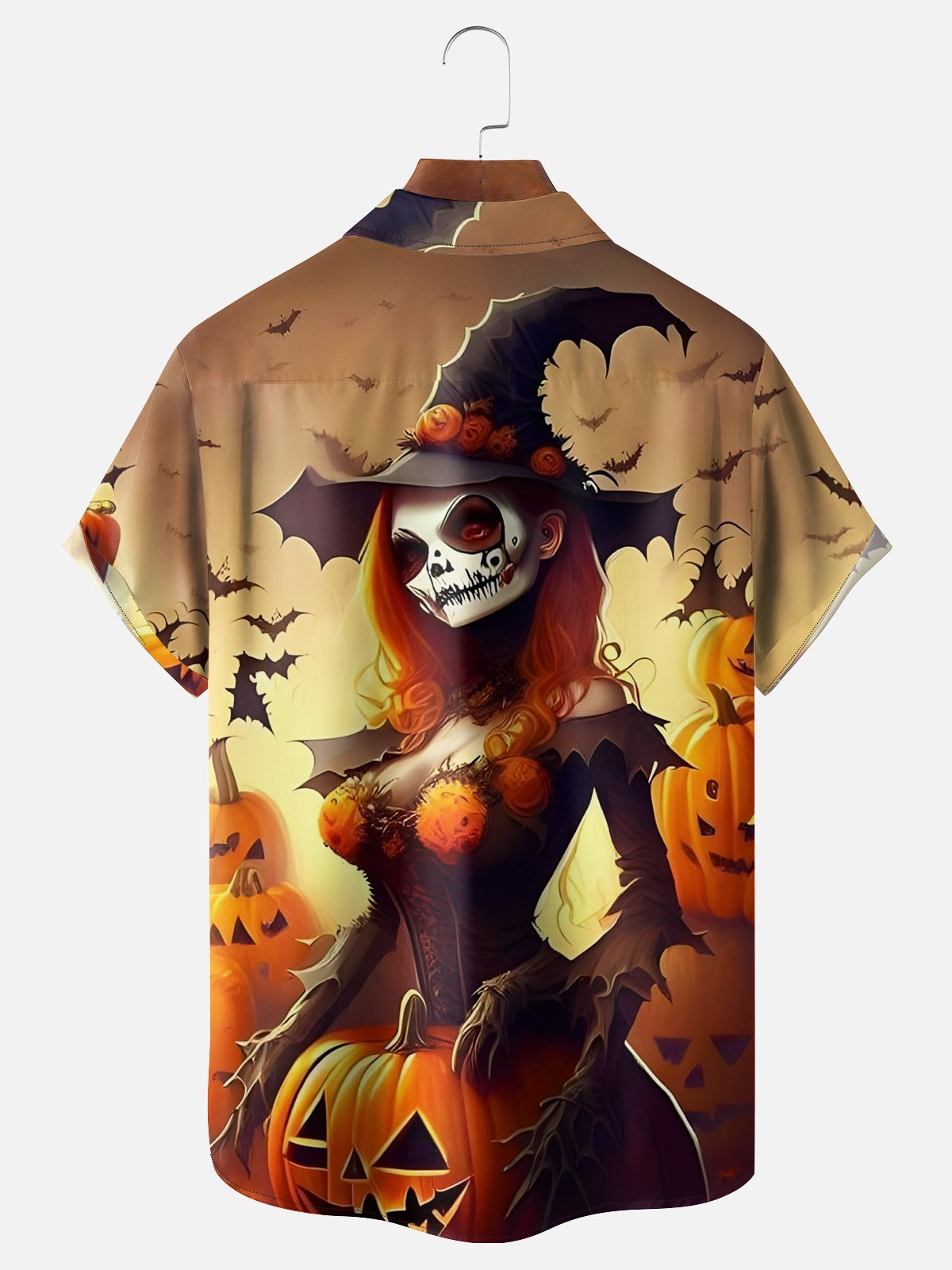 Moisture-wicking Halloween Witch Chest Pocket Hawaiian Shirt