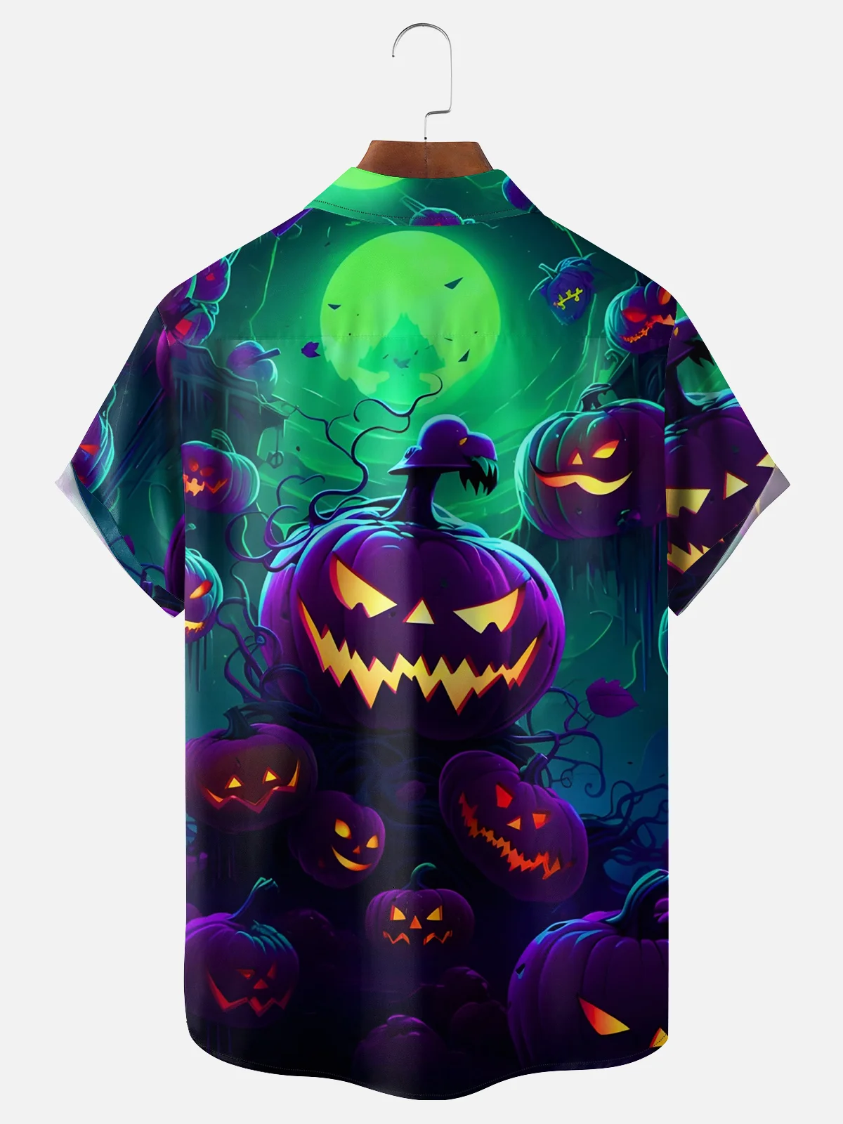 Moisture-wicking Halloween Pumpkin Chest Pocket Holiday Shirt