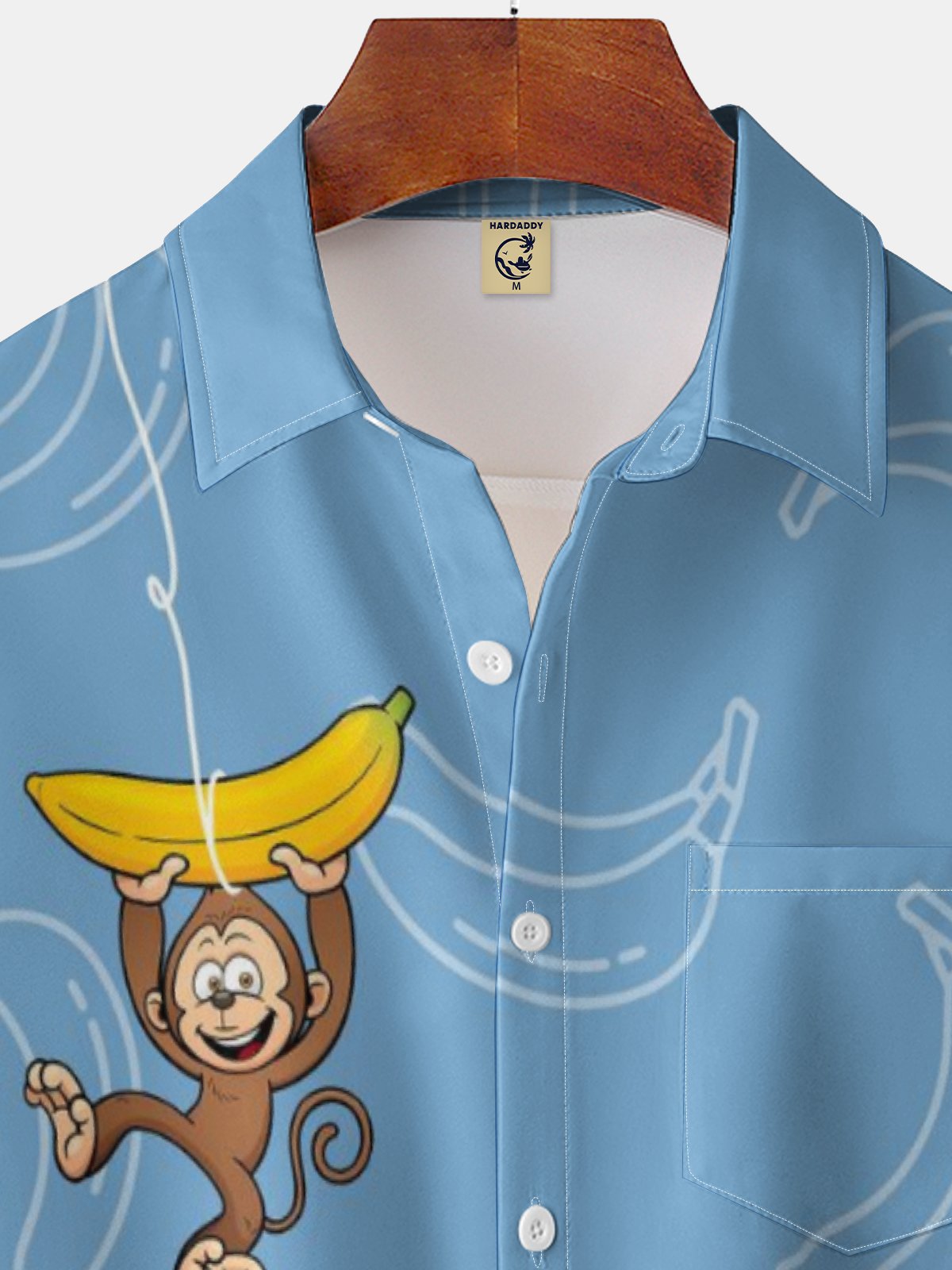 Moisture-wicking Monkey Banana Chest Pocket Hawaiian Shirt