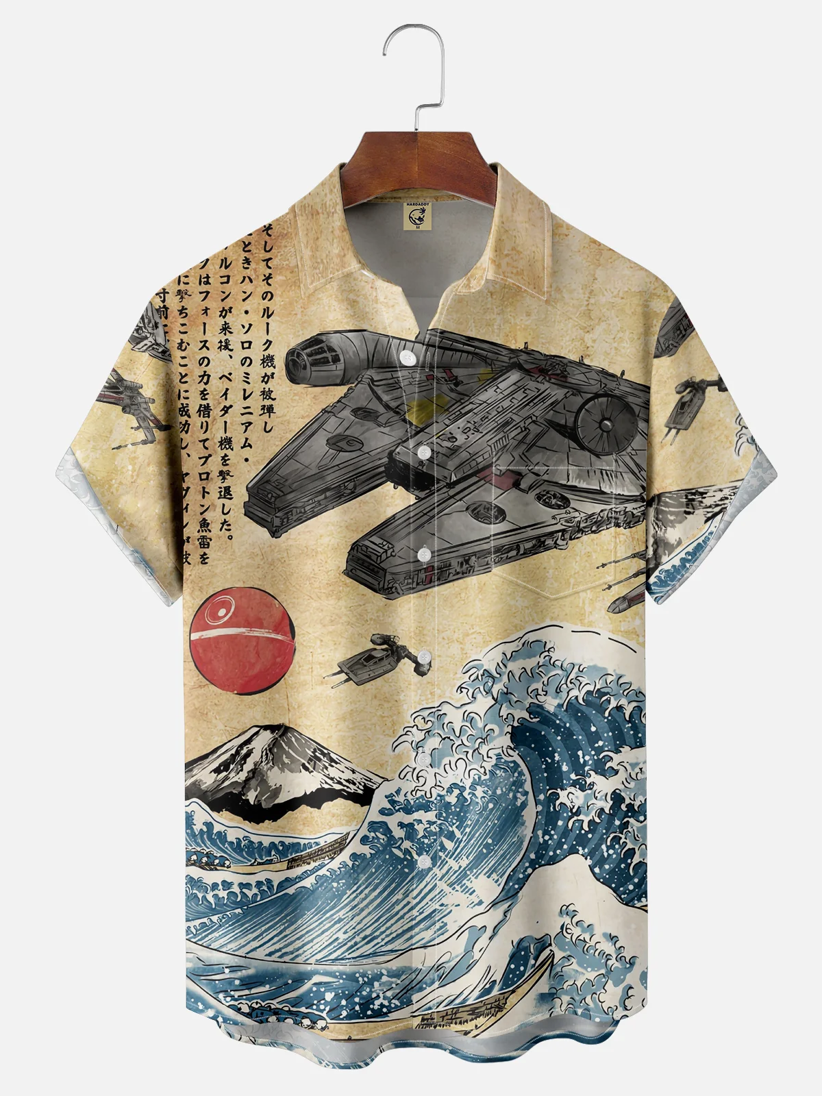 Moisture-wicking Japanese Ukiyo-e Chest Pocket Casual Shirt