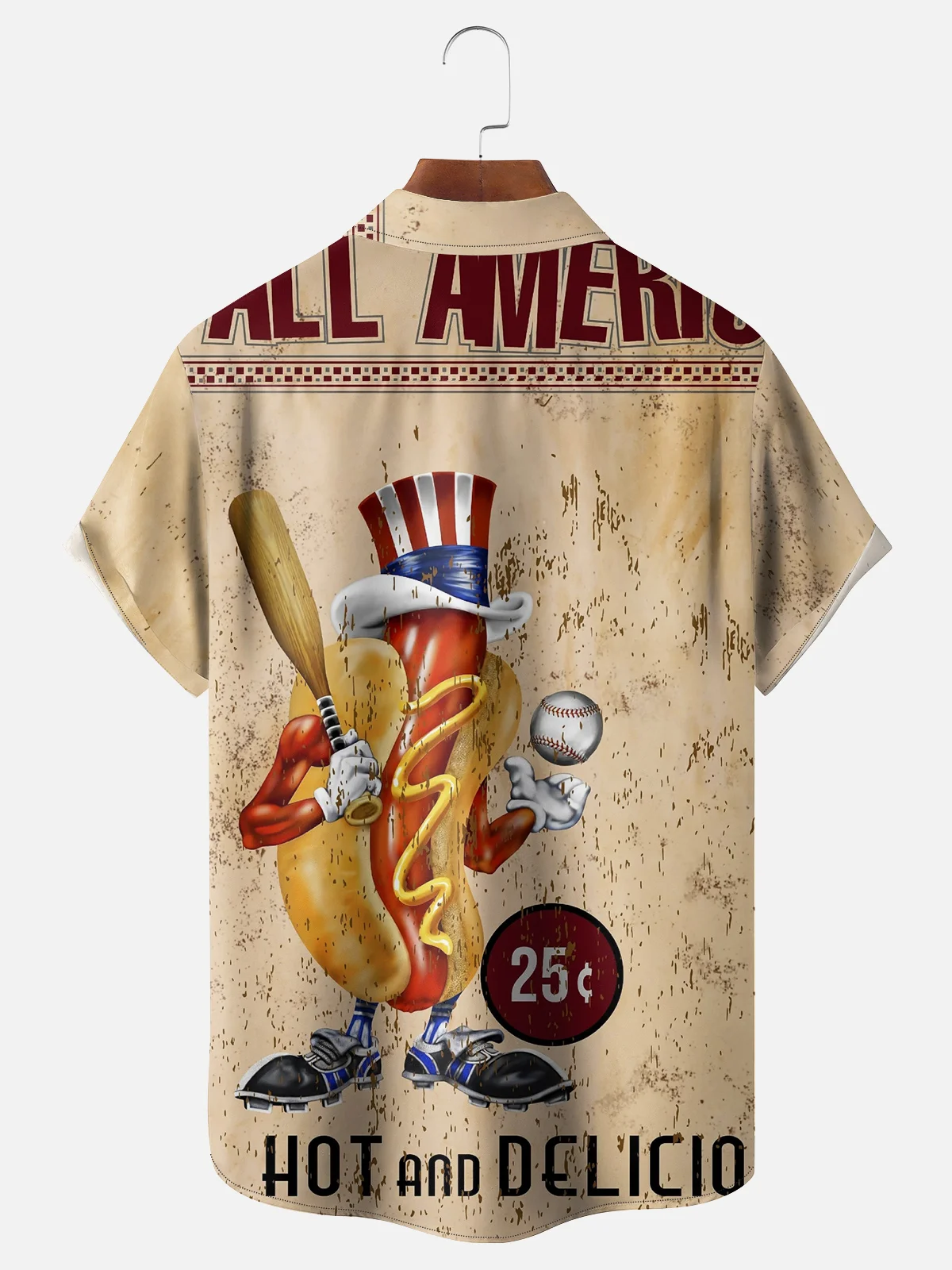 Moisture-wicking Hot Dog Baseball Chest Pocket Casual Shirt