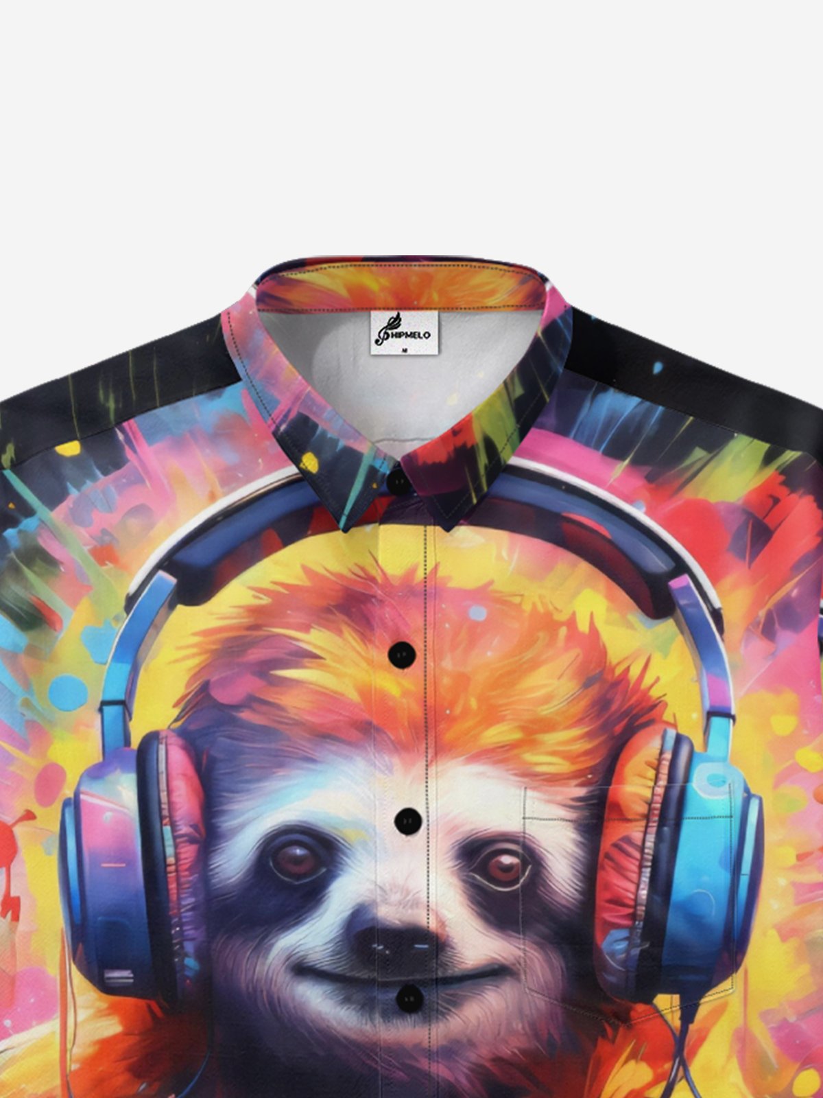 Moisture-wicking Sloth Music Chest Pocket Hawaiian Shirt