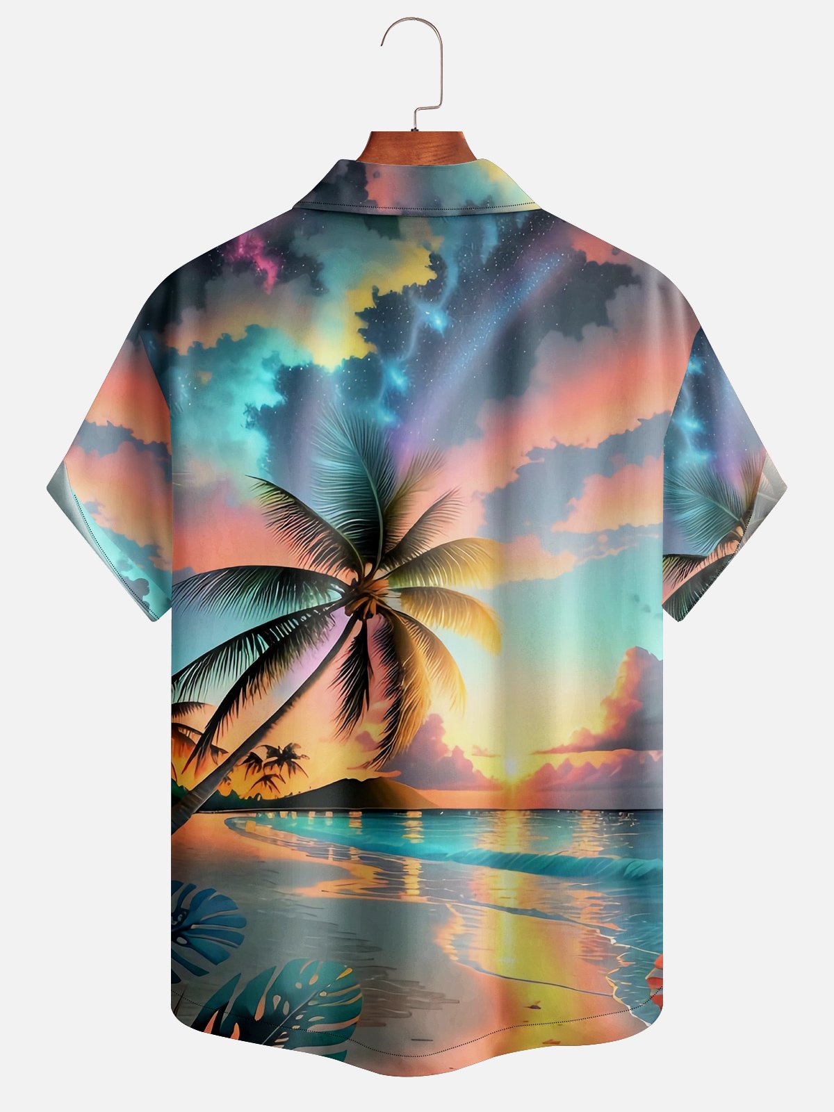 Moisture-wicking Beach Palm Aloha Shirt