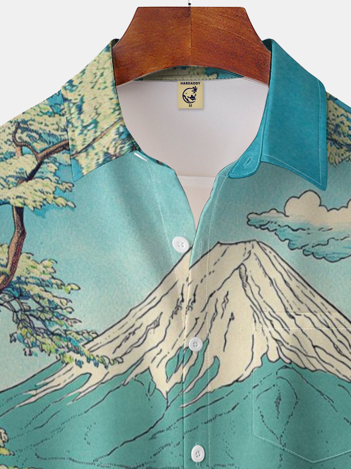 Moisture-wicking Snow Mountain Landscape Chest Pocket Hawaiian Shirt