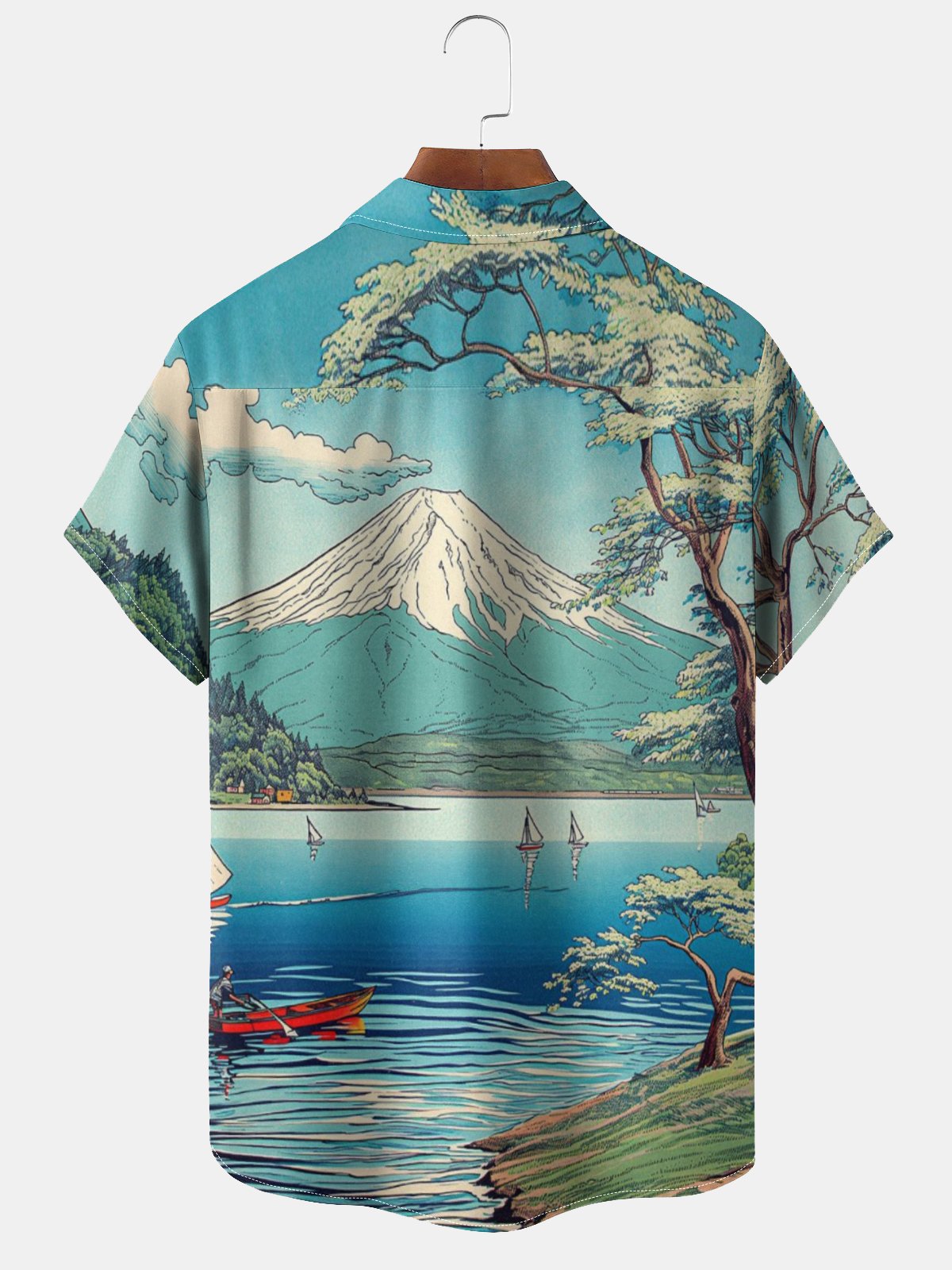 Moisture-wicking Snow Mountain Landscape Chest Pocket Hawaiian Shirt