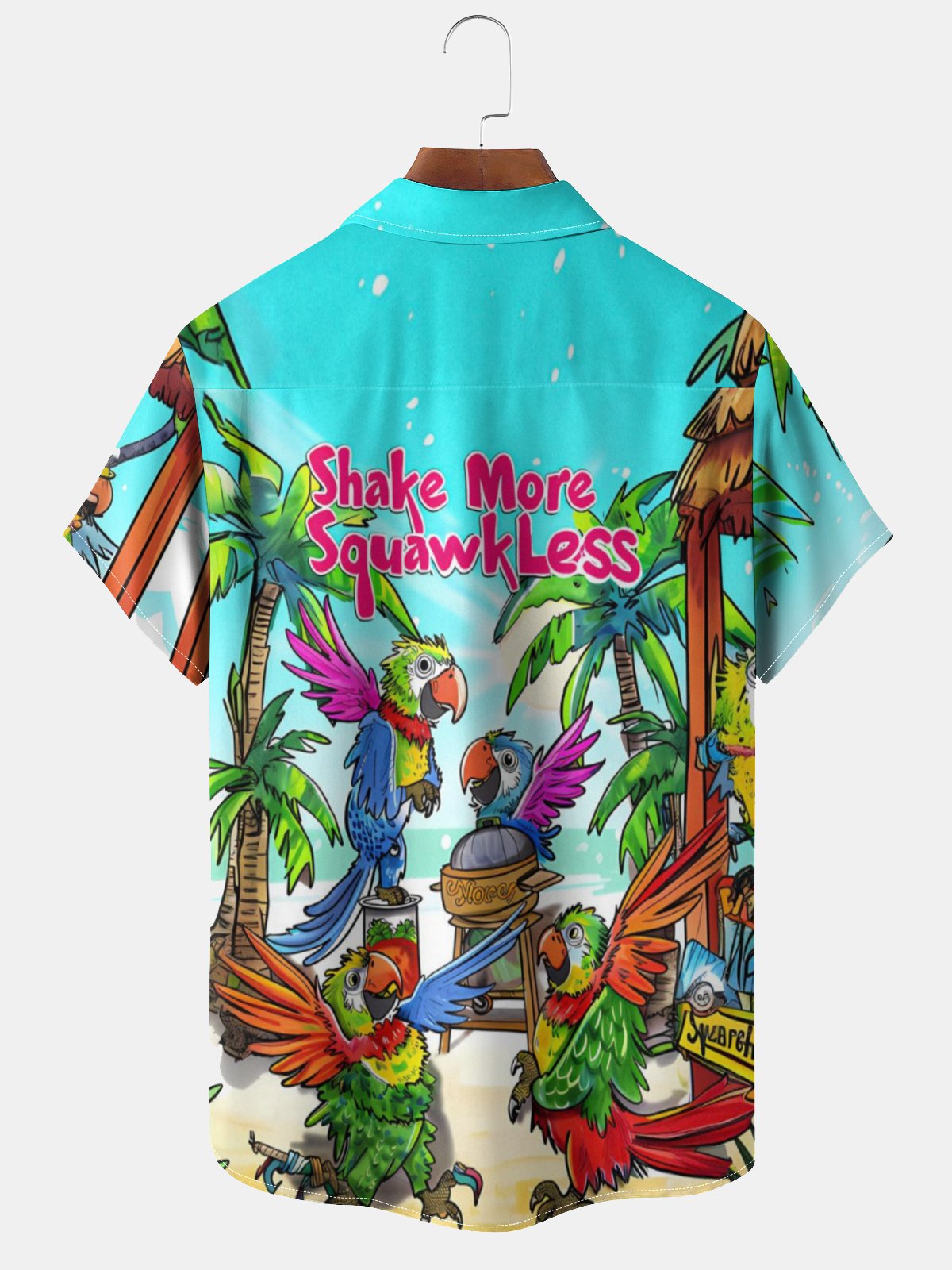 Moisture-wicking Beach Parrot Chest Pocket Hawaiian Shirt