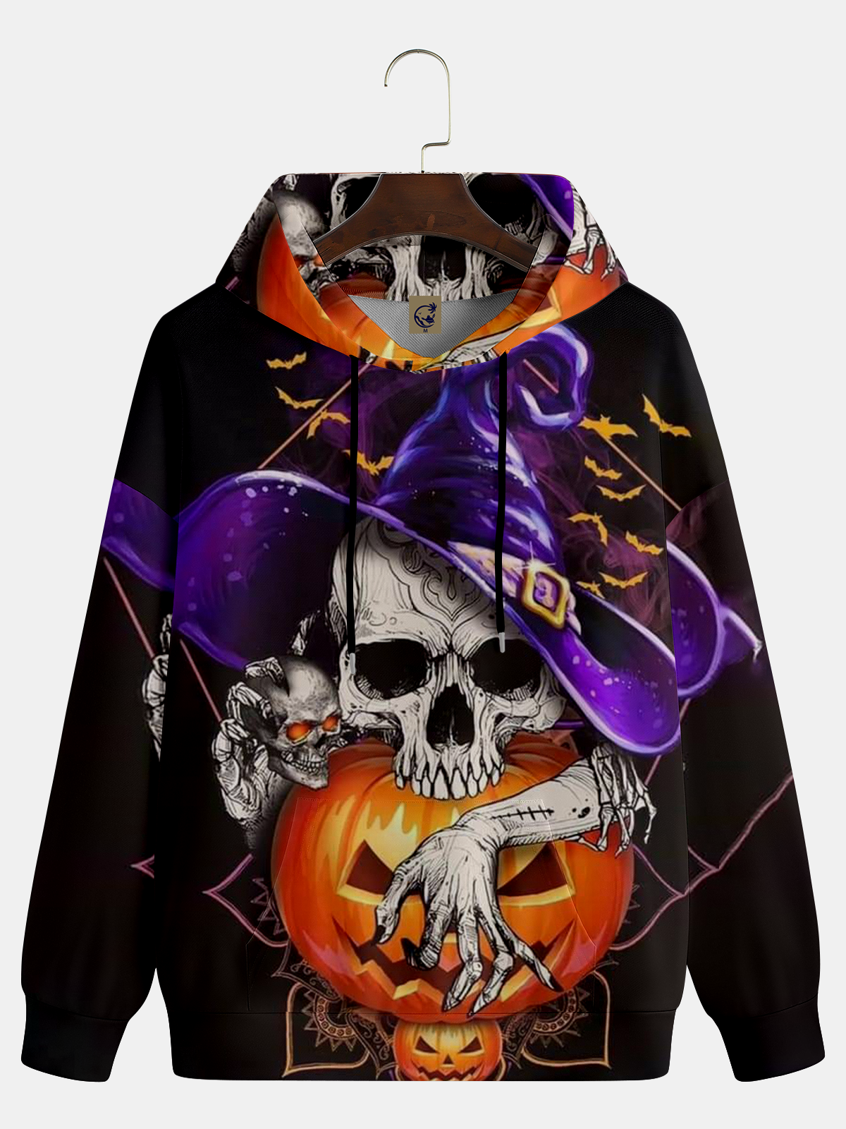 Skeleton Wizard Hooded Long Sleeve Sweatshirt