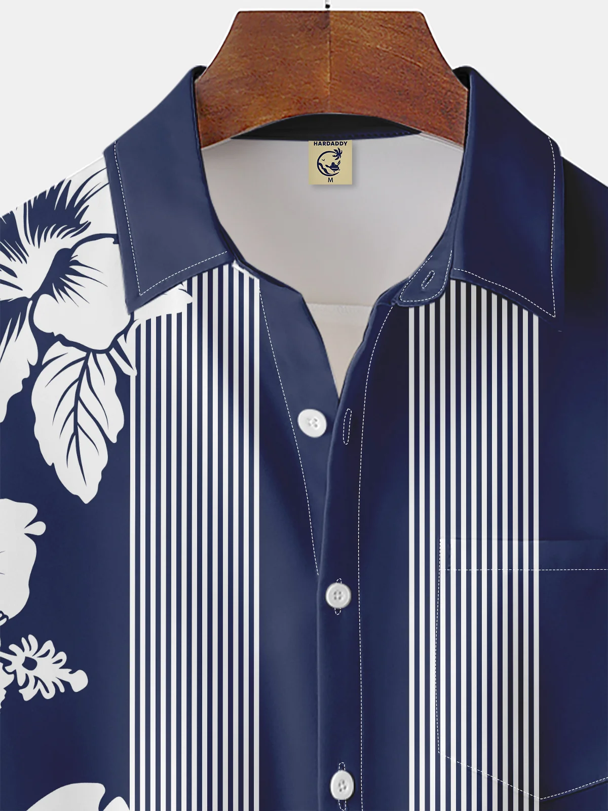 Moisture-wicking Artistic Floral Chest Pocket Bowling Shirt