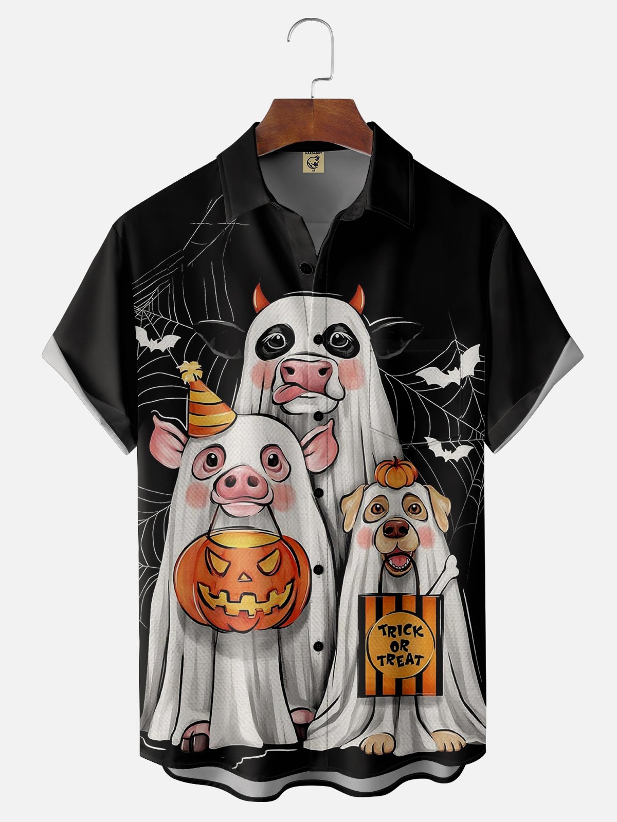 Moisture Wicking Halloween Ghost Dog Pig Hawaiian Shirt