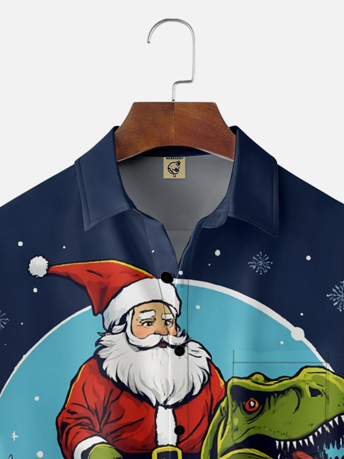 Moisture-wicking Santa Claus Riding A Dinosaur Chest Pocket Hawaiian Shirt