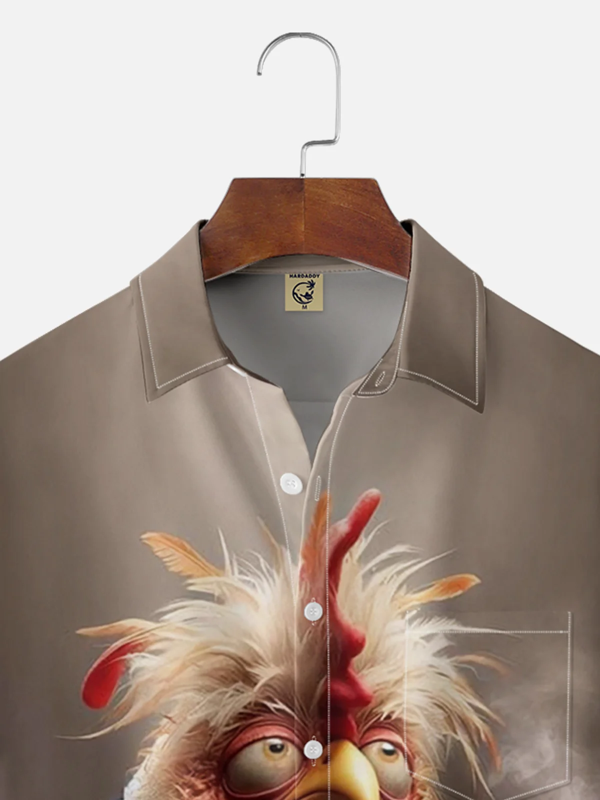 Moisture-wicking Coffee Drinking Chicken Chest Pocket Hawaiian Shirt