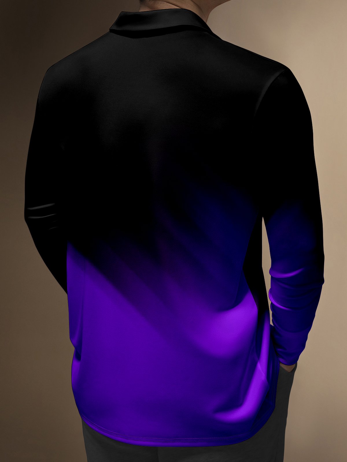 Moisture Wicking Long Sleeve Golf Polo 3D Abstract Gradient Color